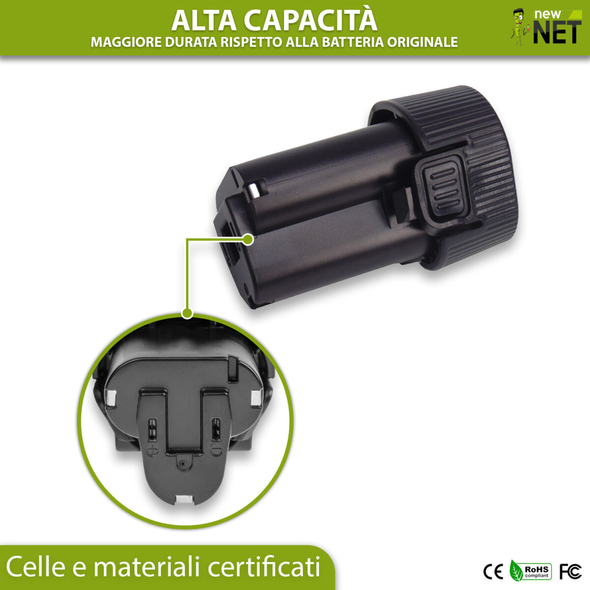 Batteria 16,2 Wh compatibile con Makita AD02W - 10,8 V / 1500 mAh - immagine 4