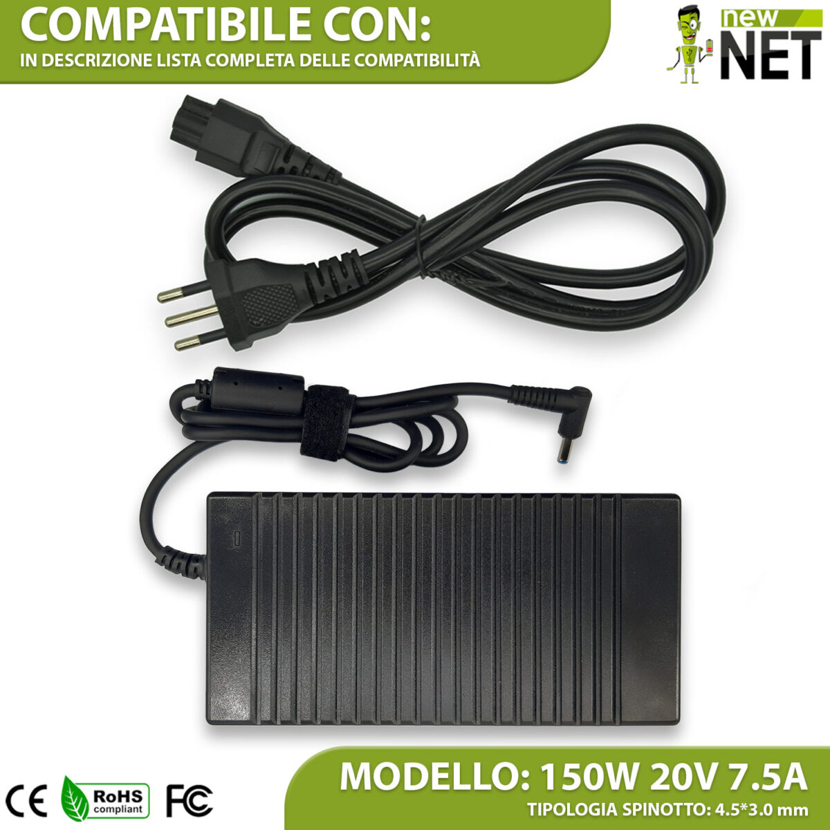 Alimentatore 150W per notebook Asus VivoBook 15 ZenBook 15 - 20V / 7,5A