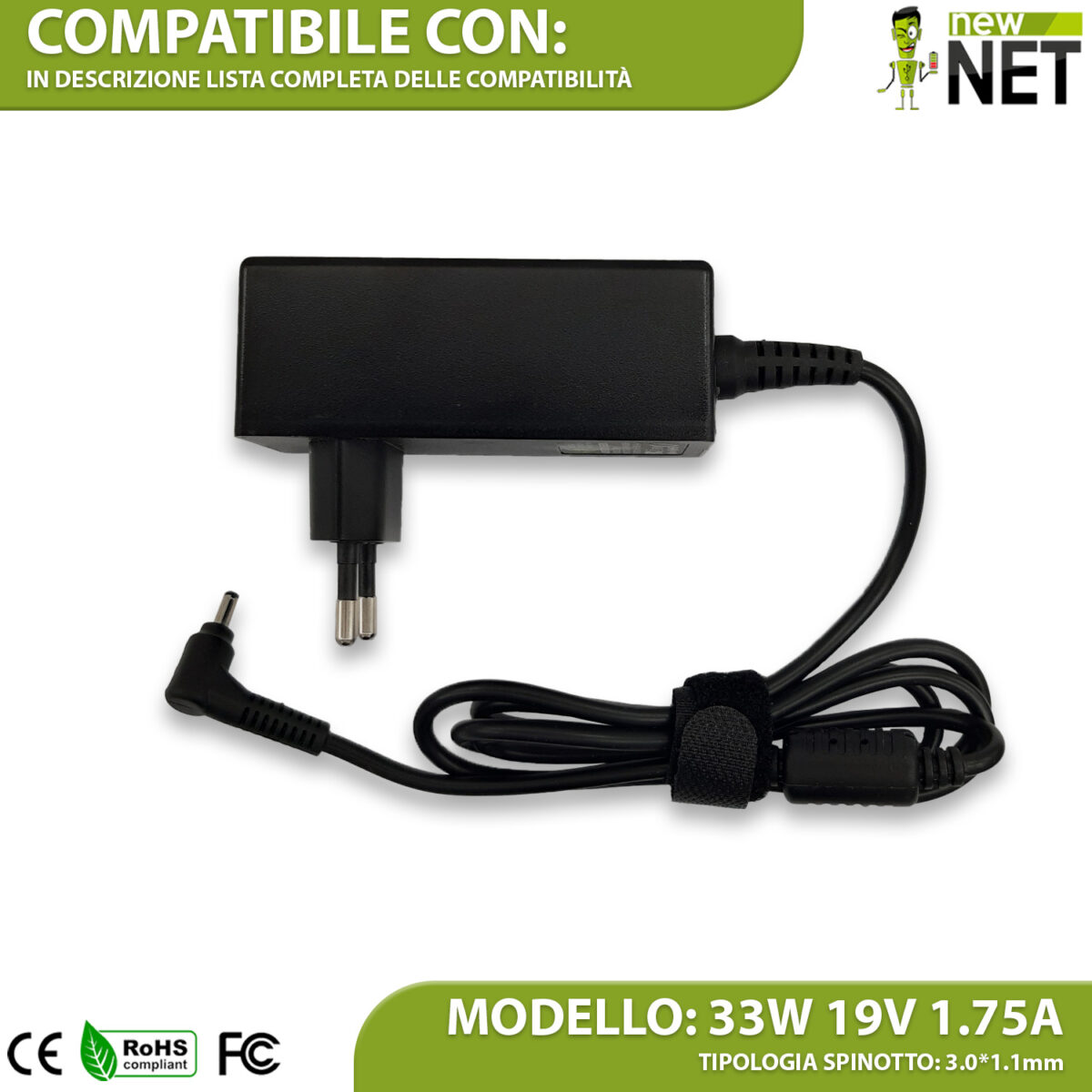 Alimentatore 33W per notebook ASUS Transformer Book T200 T300 - 19V / 1,75A