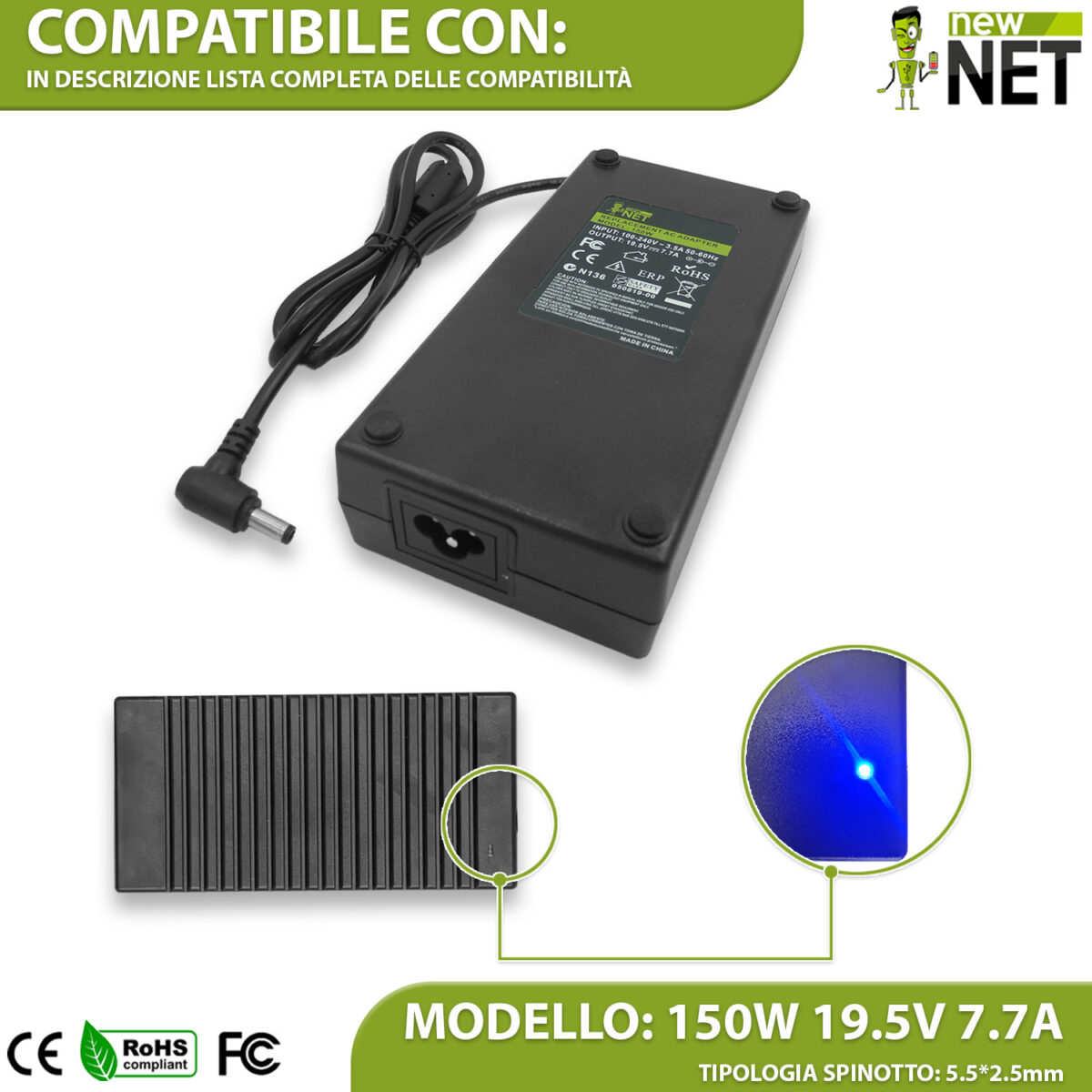 Alimentatore 150 W per notebook ASUS ROG Strix - 19,5 V / 7,7 A - immagine 4