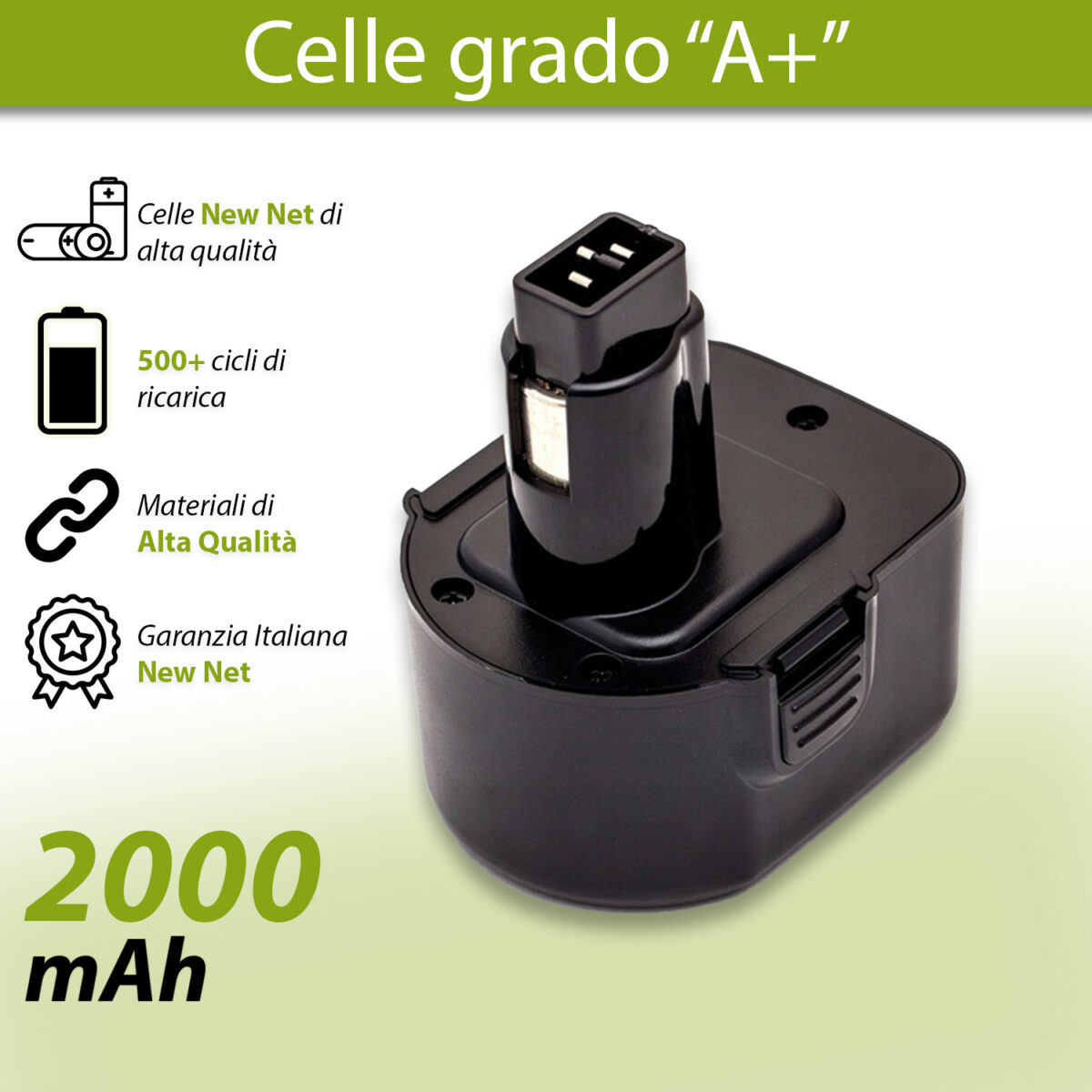 Batteria 24 Wh compatibile con Dewalt DC727 - 12 V / 2000 mAh - immagine 2