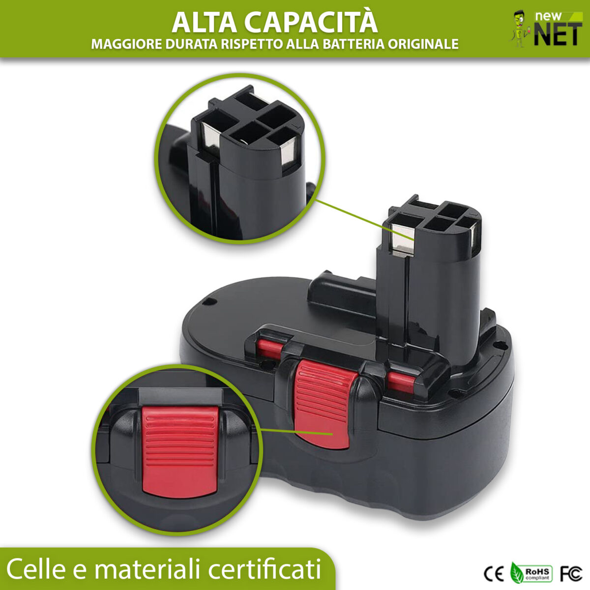 Batteria 36 Wh compatibile con Bosch 13618-2G - 18 V / 2000 mAh - immagine 4