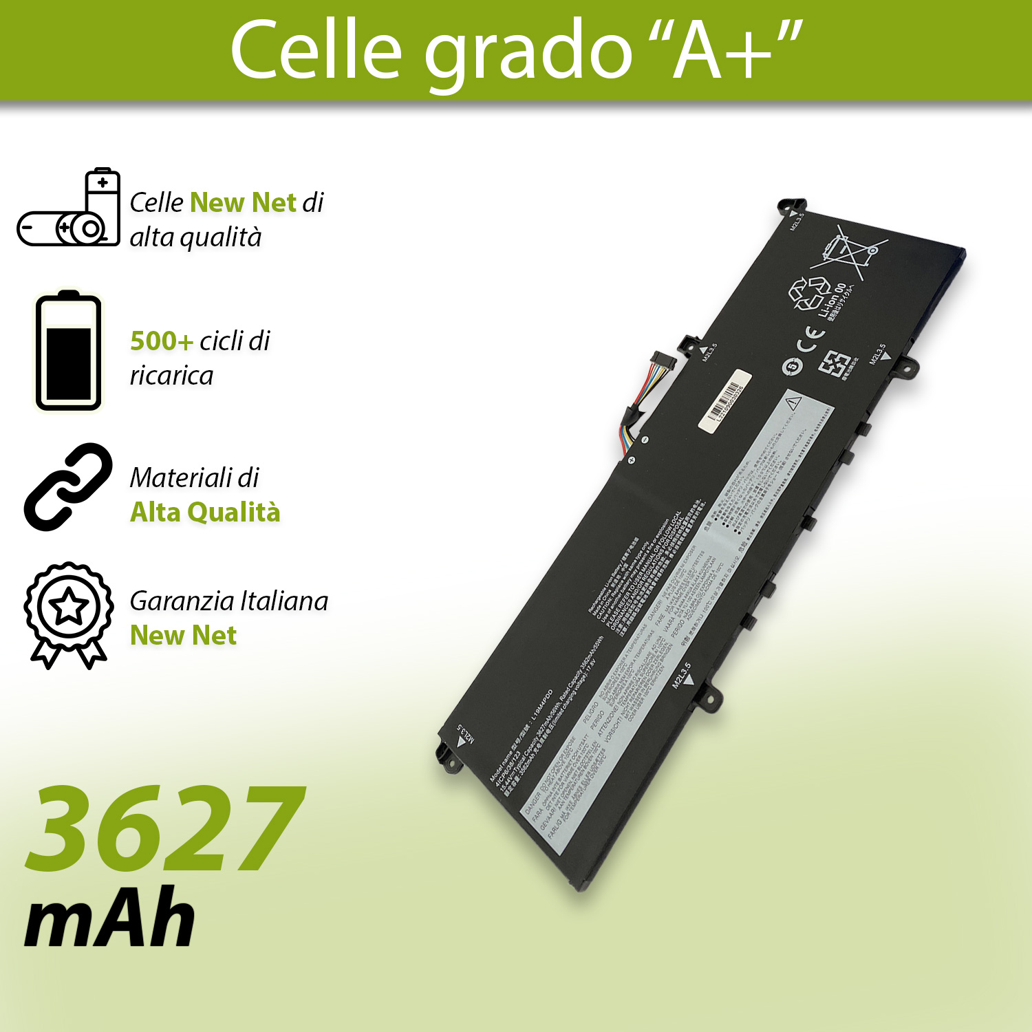 Batteria L19M4PDD 56Wh per Lenovo ThinkBook 13s 14s G2 - 15.44V / 3627mAh - immagine 4
