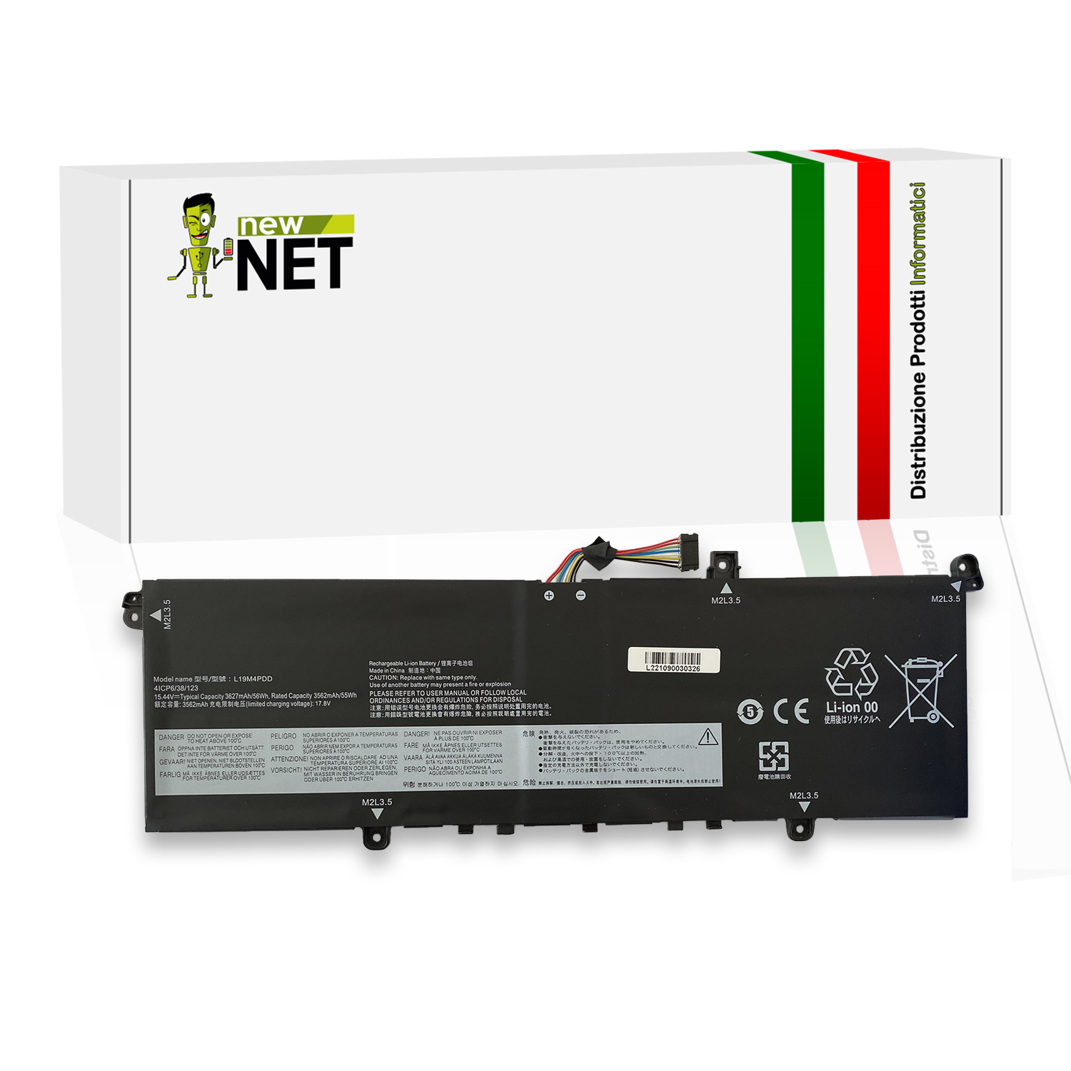 Batteria L19M4PDD 56Wh per Lenovo ThinkBook 13s 14s G2 - 15.44V / 3627mAh