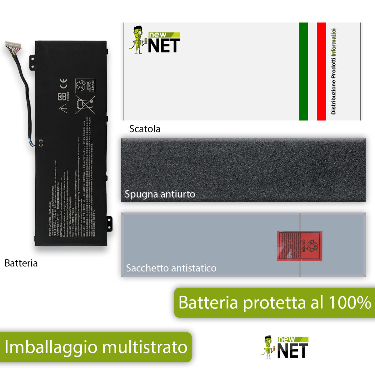 Batteria 57,3 Wh per Acer Aspire 7, Predator Helios 300, Acer Nitro - 15,4 V / 3720 mAh - immagine 6