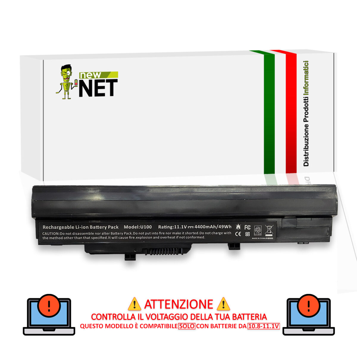 Batteria 49 Wh per MSI Wind - 10.8-11.1 V / 4400 mAh