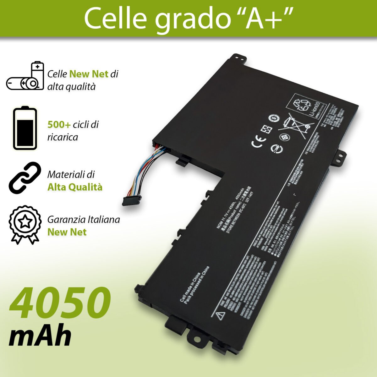 Batteria L15M3PB0 per Lenovo IdeaPad - 11.25-11.4V, 4050mAh, 45Wh - immagine 5