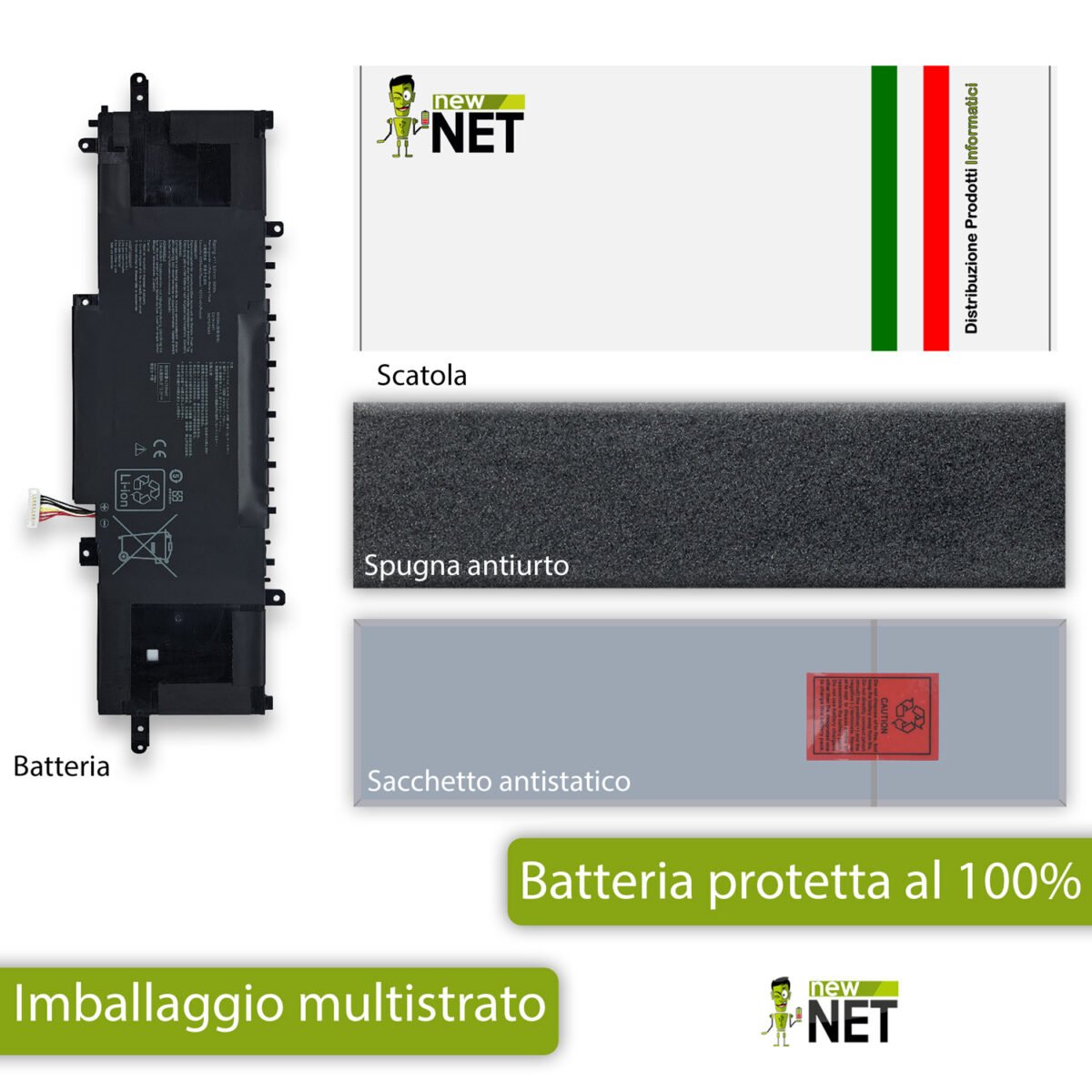 Batteria C31N1841 50Wh per ASUS ZenBook UM433, UM434, UX334, UX433, UX434, UX463 - 11.55V / 4335mAh - immagine 6