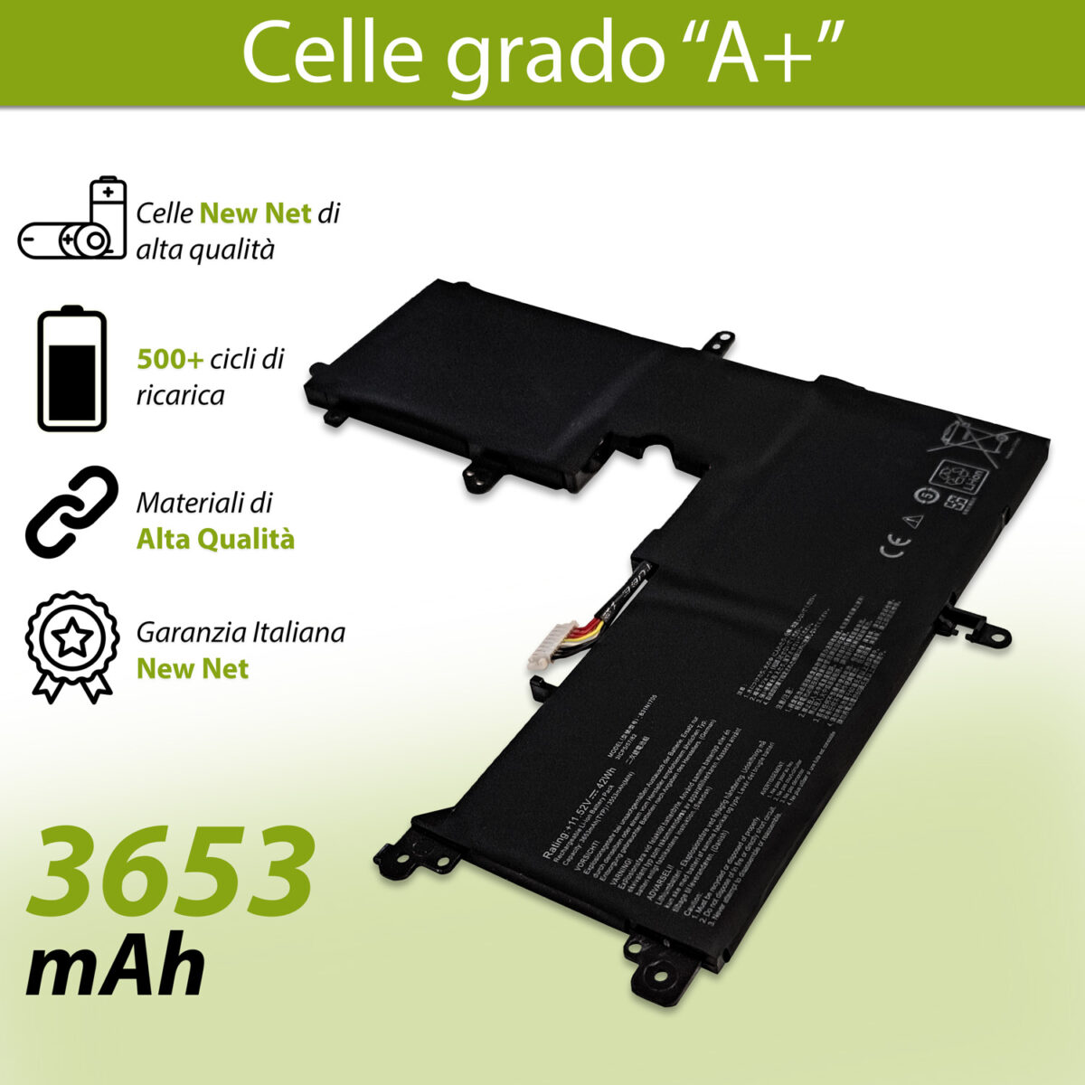 Batteria B31N1705 per Notebook ASUS VivoBook Flip 14 - 11.52V, 3653mAh, 42Wh - immagine 4