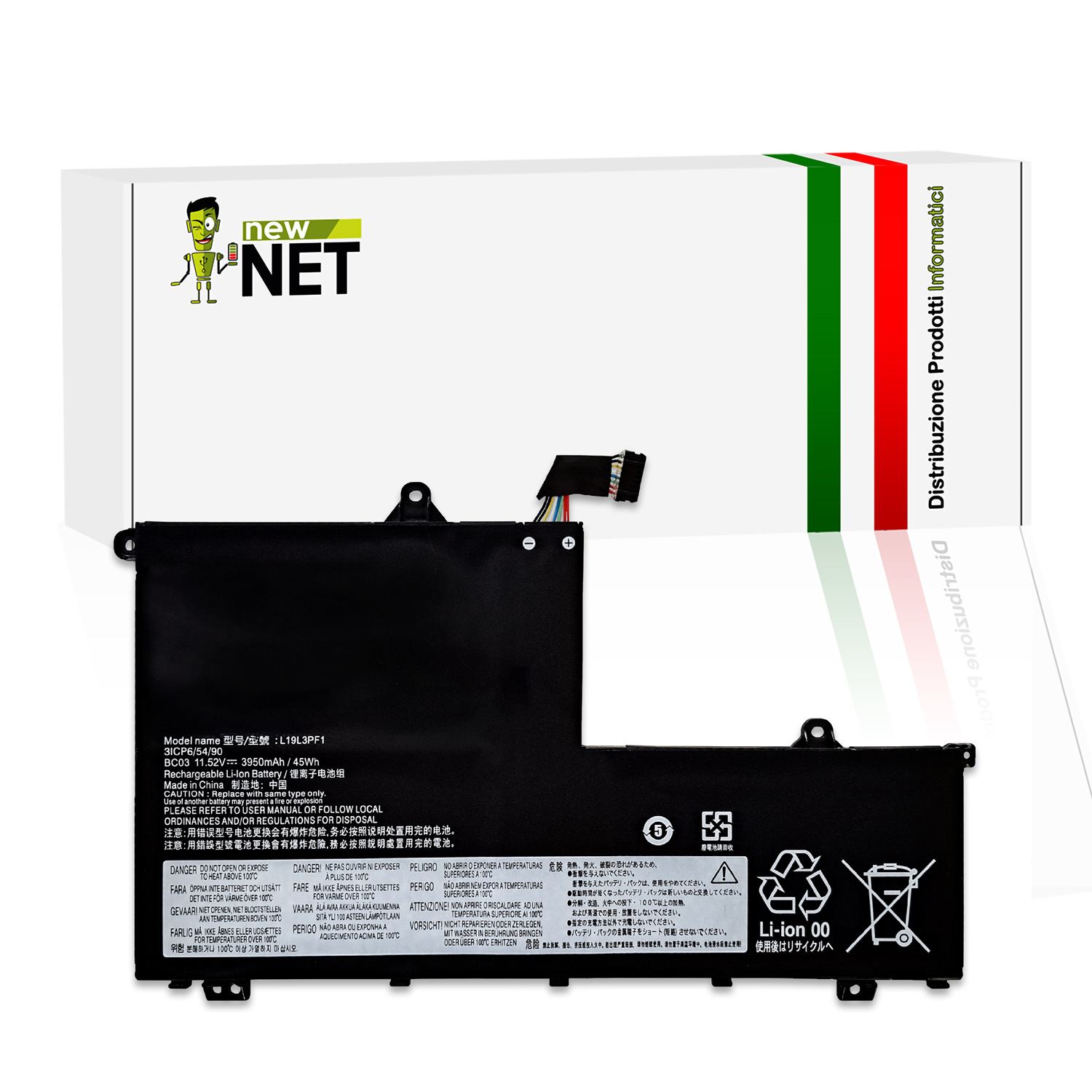 Batteria L19L3PF1 per Notebook Lenovo ThinkBook 14, 15 - 11.1-11.55V, 3950mAh, 45Wh