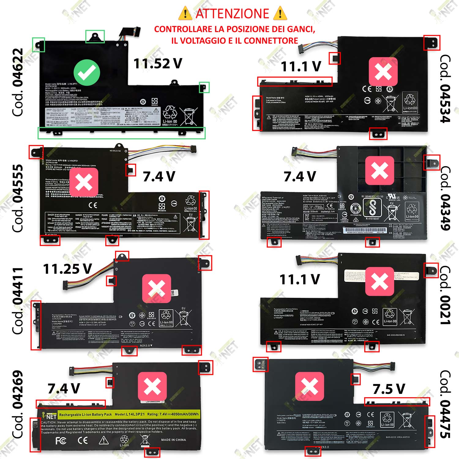 Batteria L19L3PF1 per Notebook Lenovo ThinkBook 14, 15 - 11.1-11.55V, 3950mAh, 45Wh - immagine 2