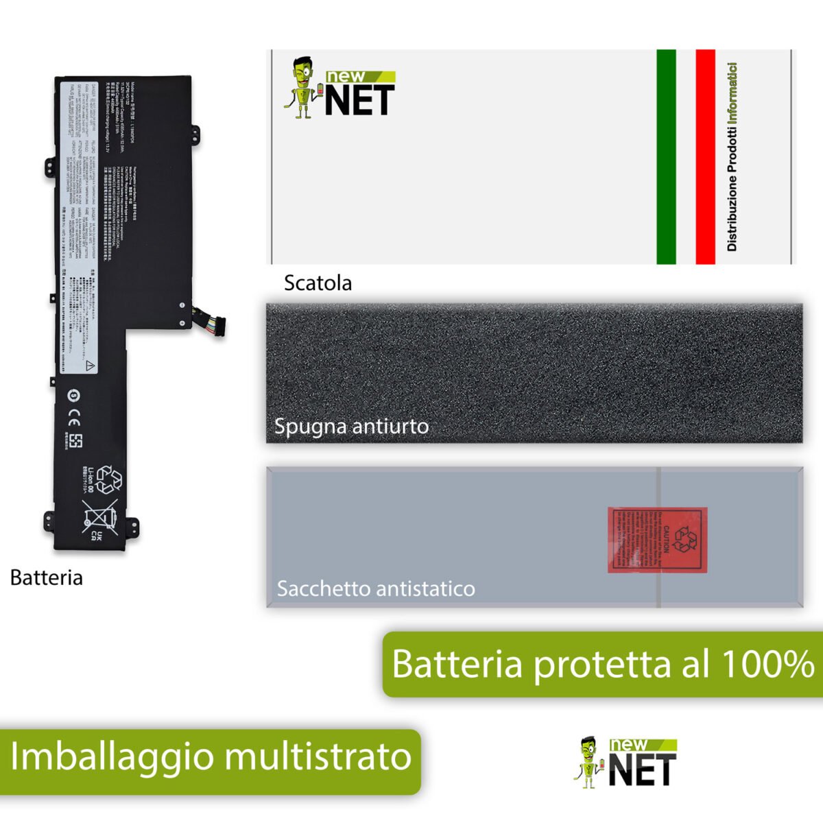 Batteria L19M3PD6 per Lenovo Ideapad Flex - 11.52-11.55V, 4585mAh, 52.5Wh - immagine 6