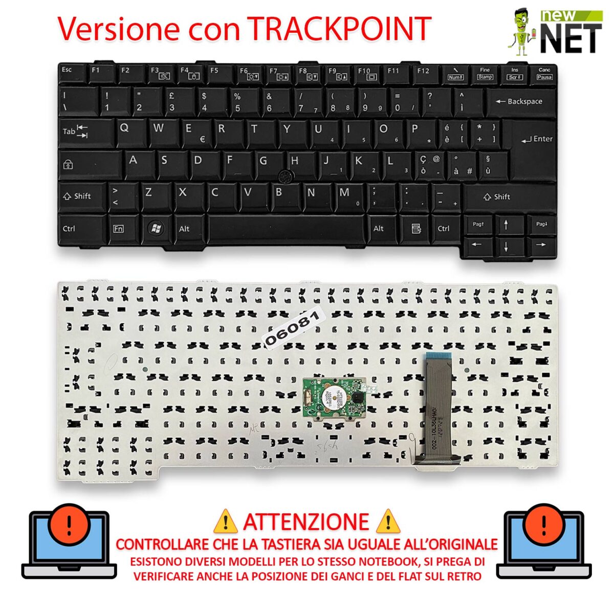Tastiera per Fujitsu Lifebook con trackpoint - immagine 4