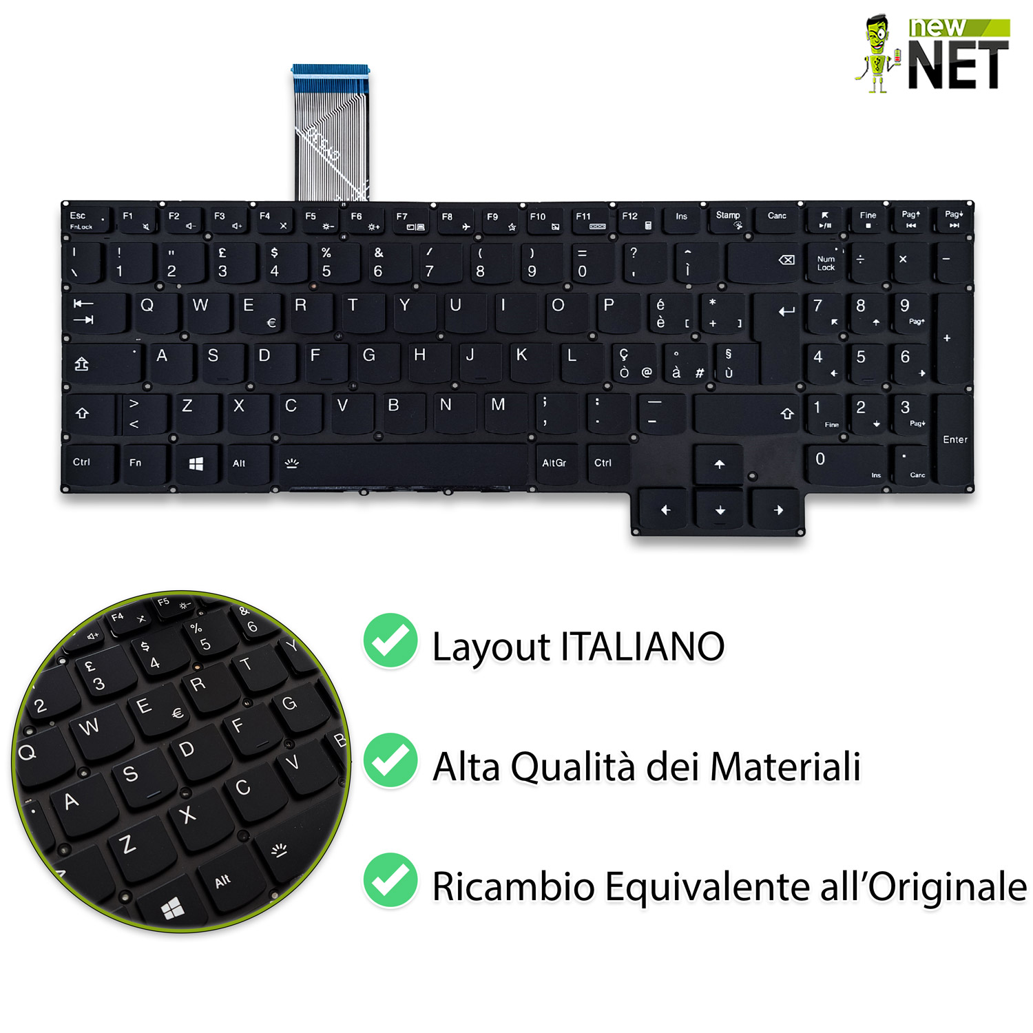 Tastiera per Lenovo Legion 5-15IMH05, 5-15ARH05 - senza frame, retroilluminata - immagine 4