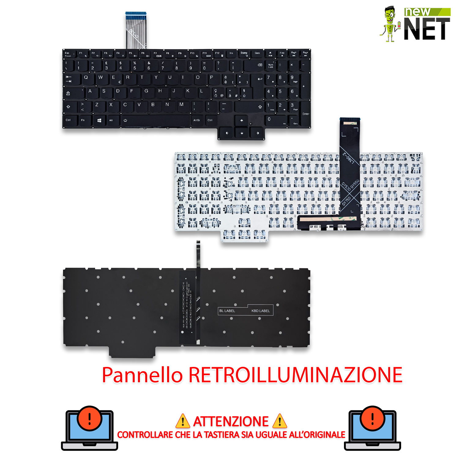 Tastiera per Lenovo Legion 5-15IMH05, 5-15ARH05 - senza frame, retroilluminata - immagine 5