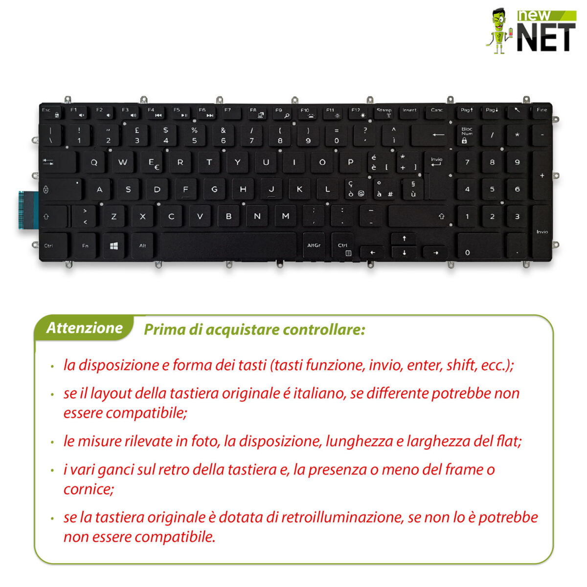 Tastiera retroilluminata per Dell Inspiron 15, 17 - immagine 3