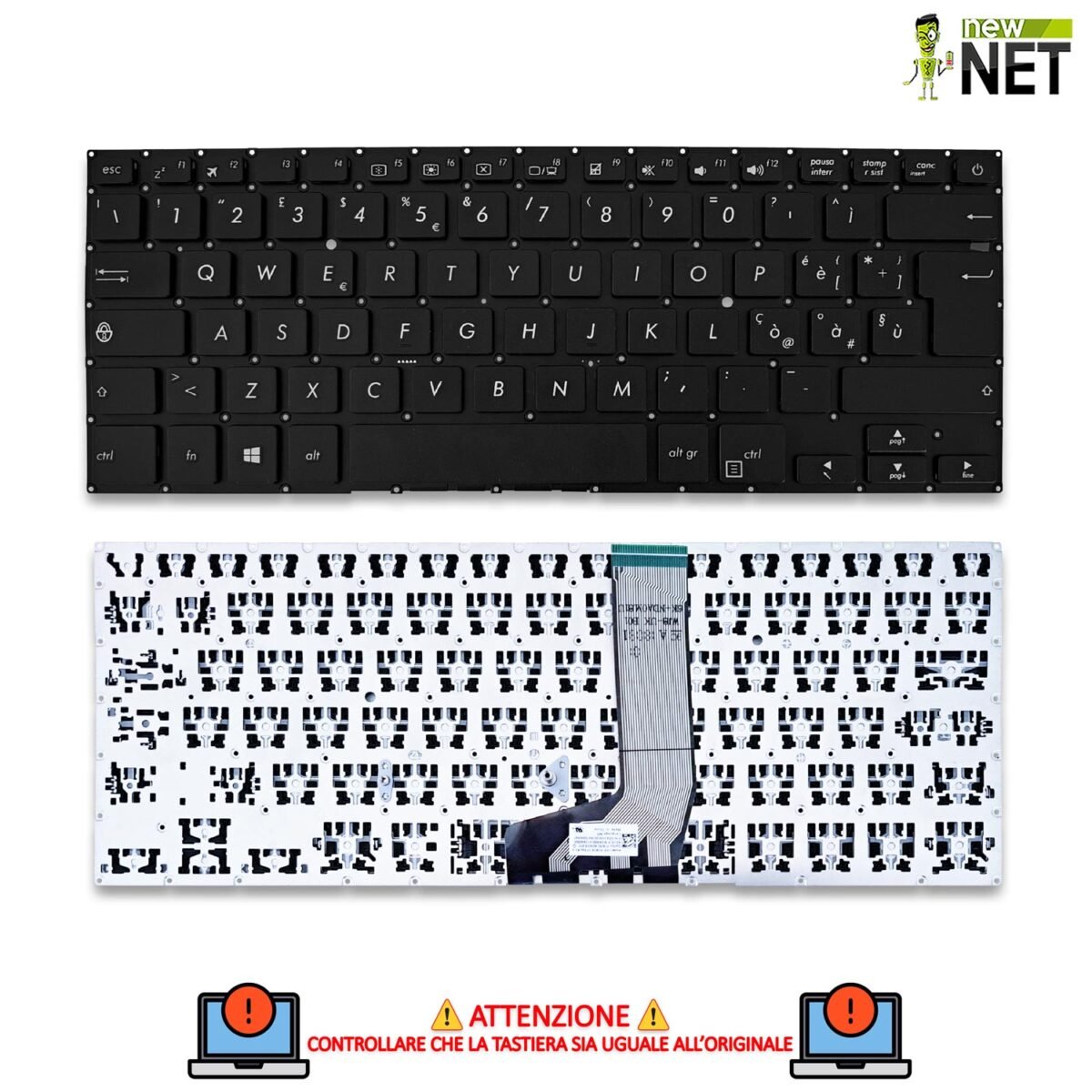 Tastiera per ASUS Vivobook S410U, senza frame, nera - immagine 5