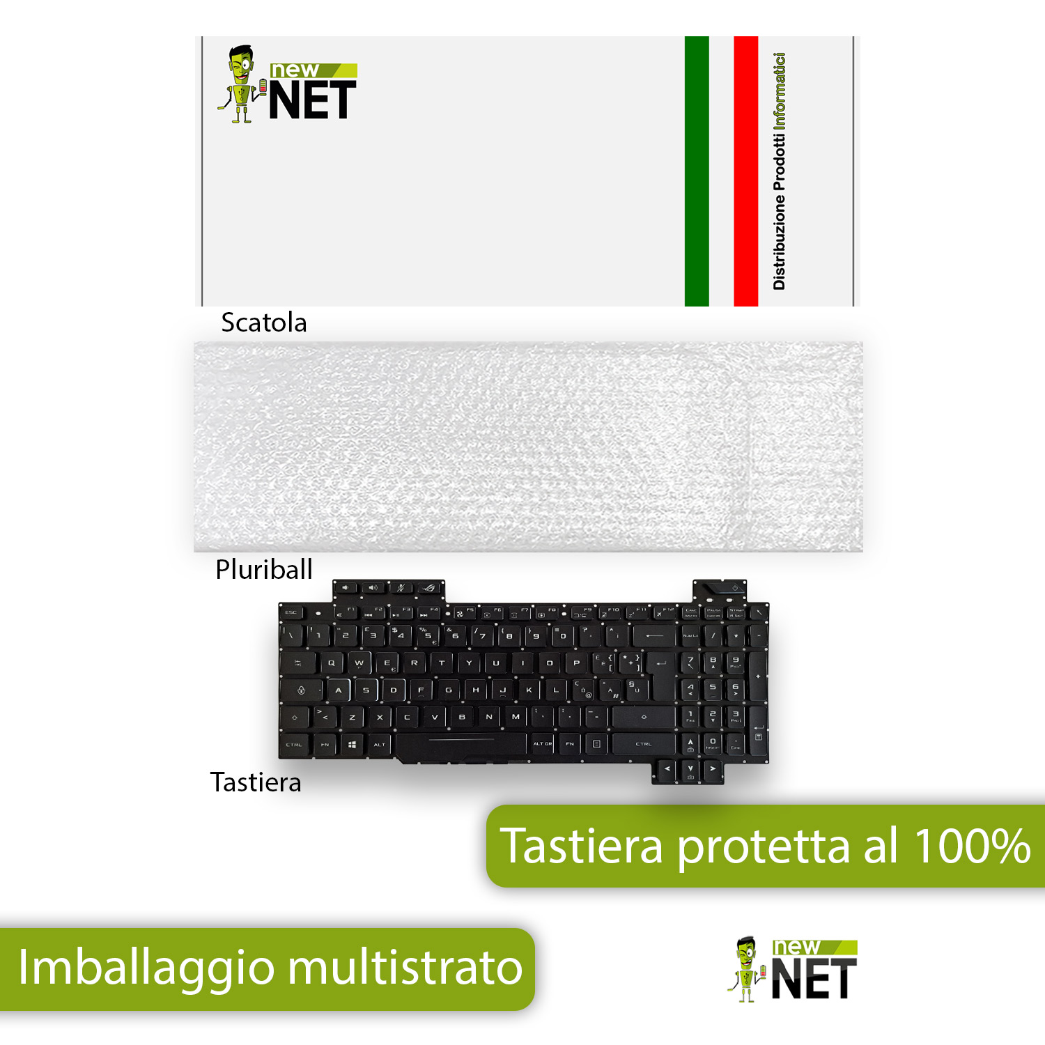 Tastiera retroilluminata per ASUS ROG Strix GL703G, GL703GS, GL703GM senza frame - immagine 6