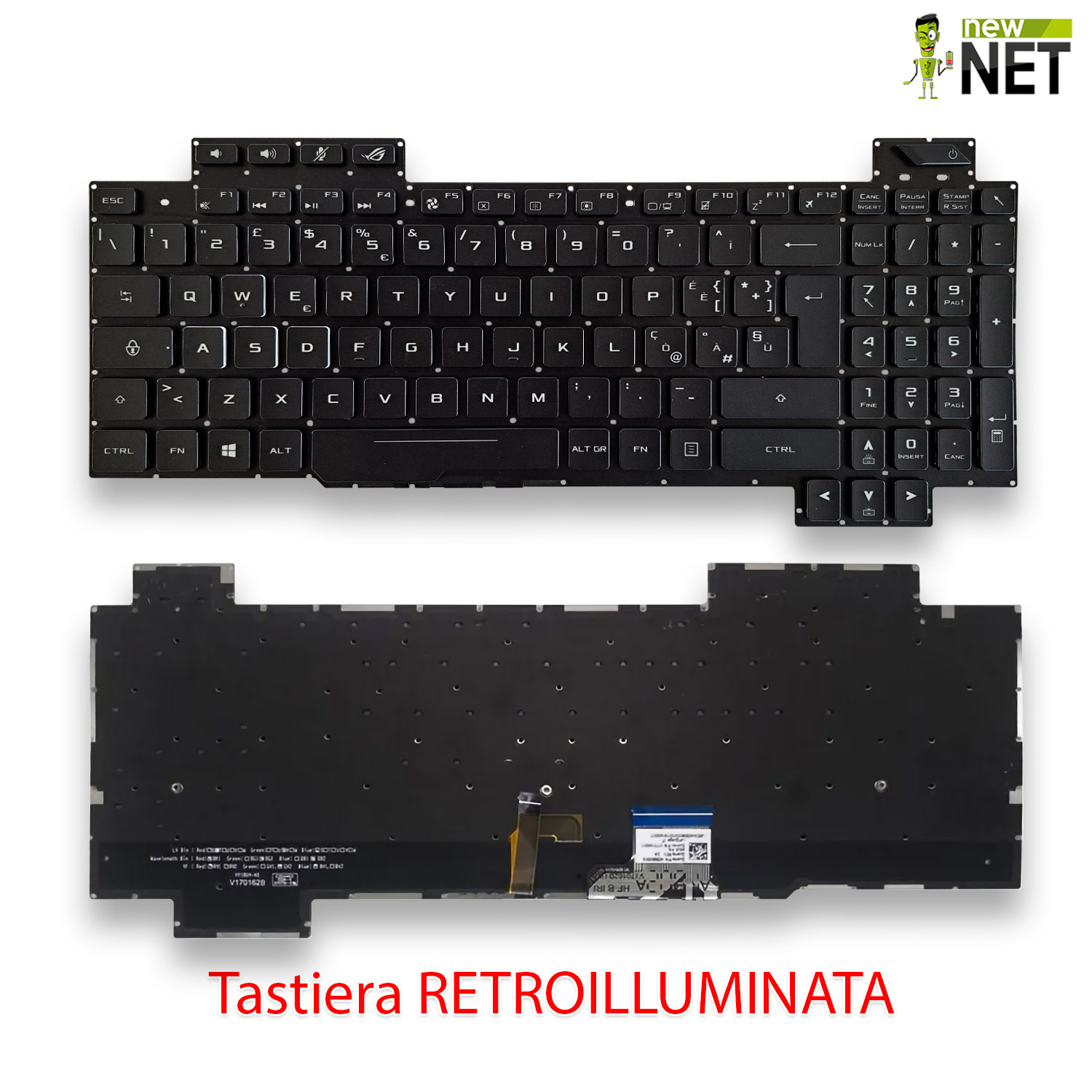 Tastiera retroilluminata per ASUS ROG Strix GL703G, GL703GS, GL703GM senza frame - immagine 4