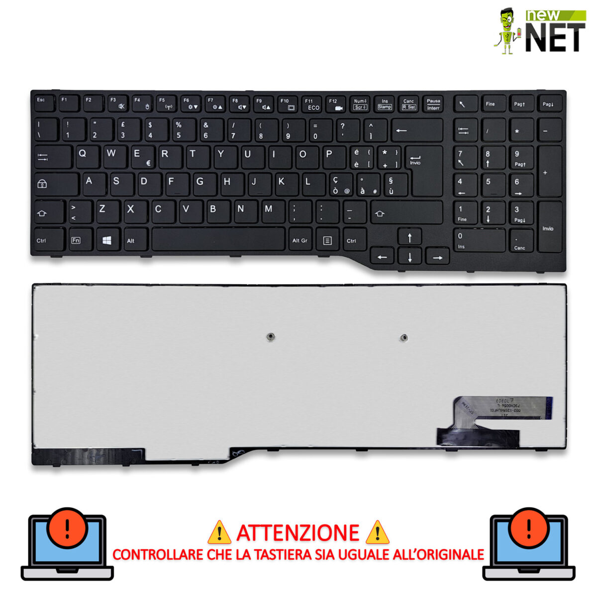 Tastiera per Fujitsu Lifebook A514 , A544, A555 con frame nero - immagine 5