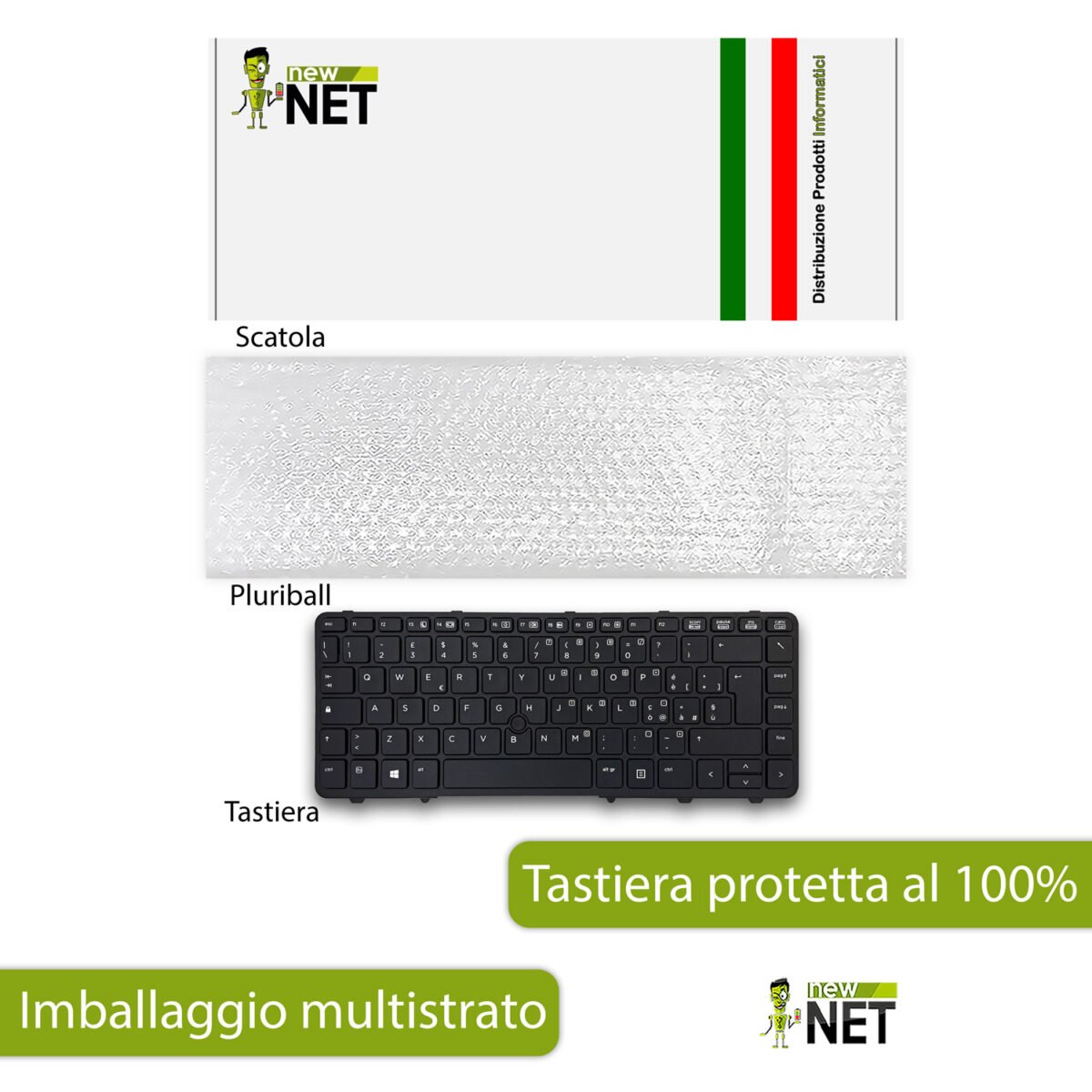 Tastiera per HP ProBook 640 G1, 645 G1 con frame nero e trackpoint - immagine 6