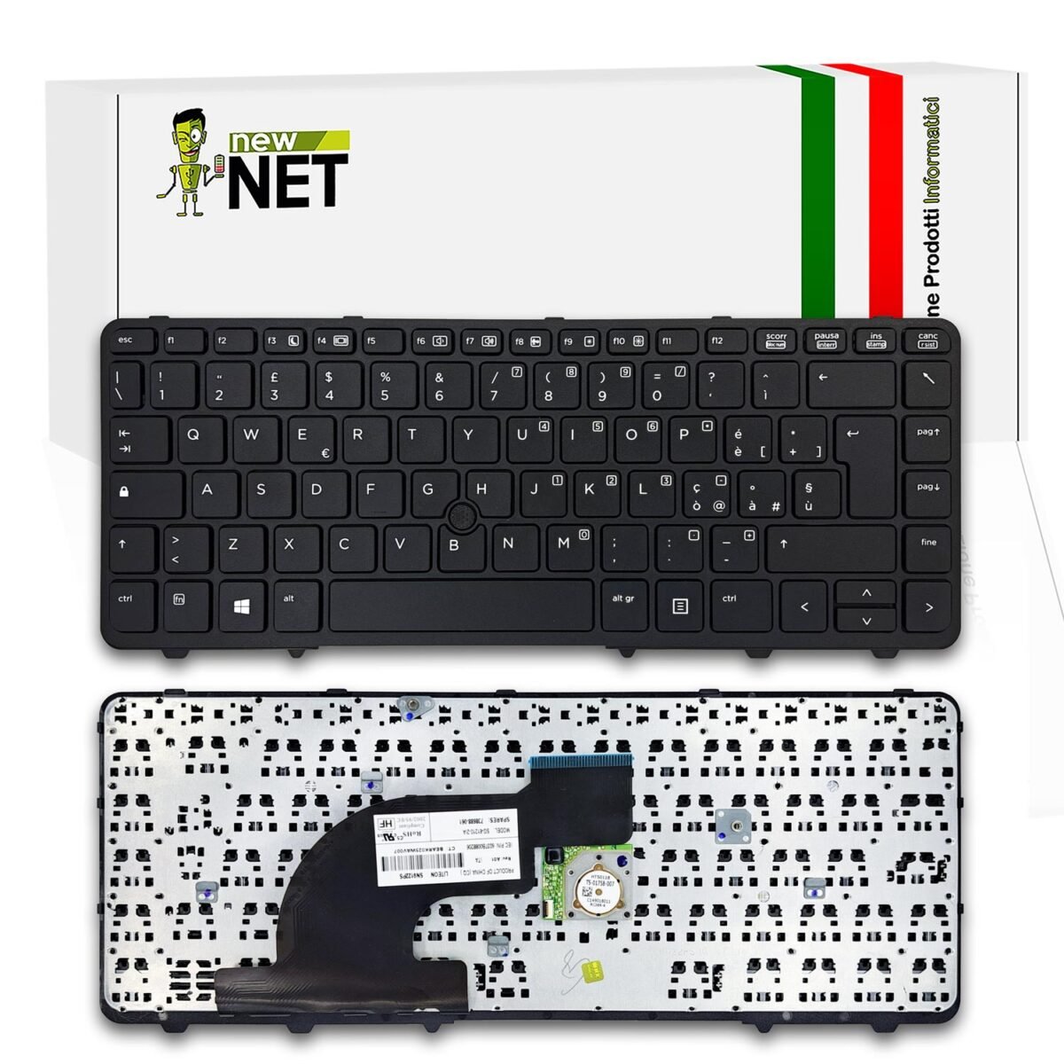 Tastiera per HP ProBook 640 G1, 645 G1 con frame nero e trackpoint