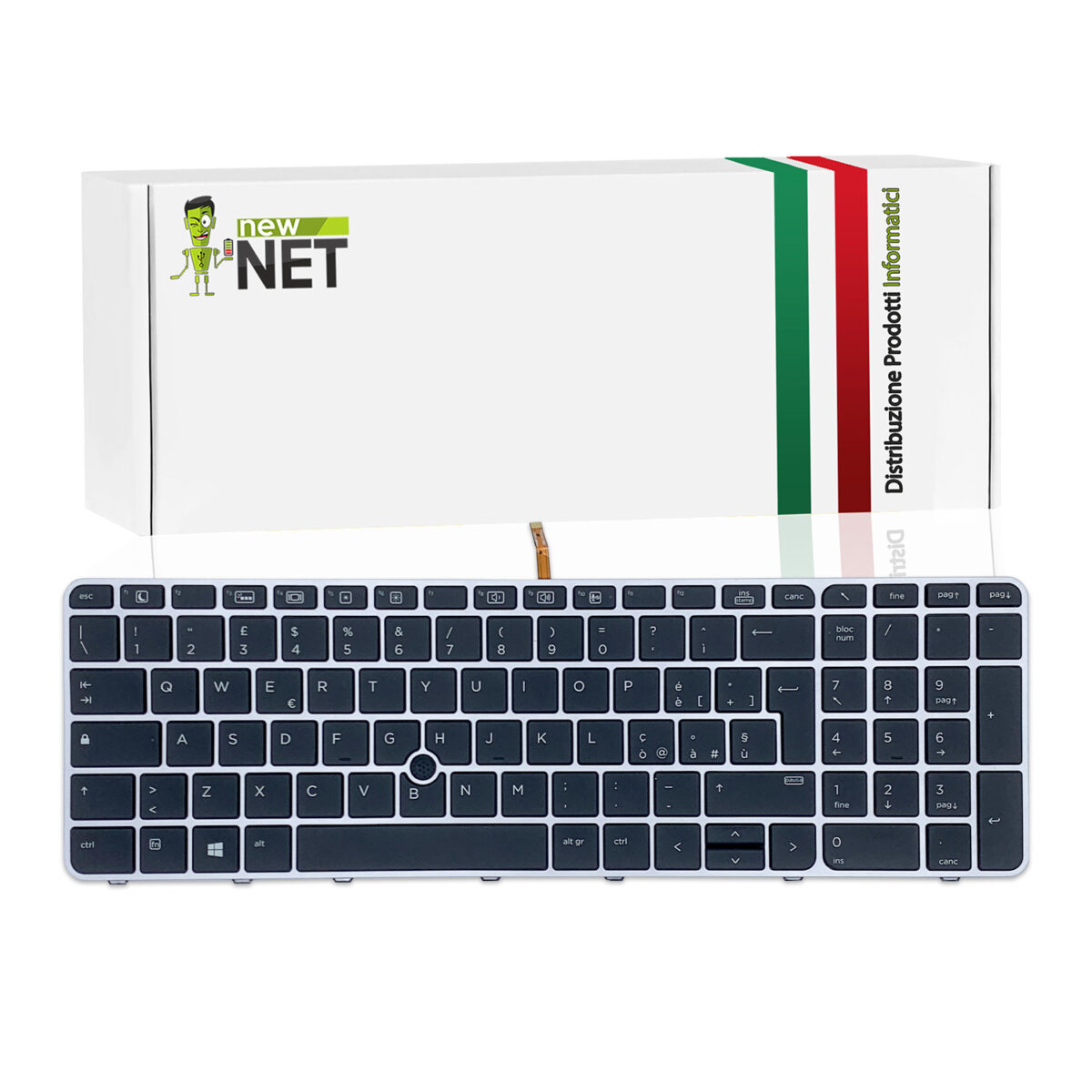 Tastiera per Hp Zbook 15u G3 G4 con frame silver + retroilluminazione + trackpoint - immagine 5