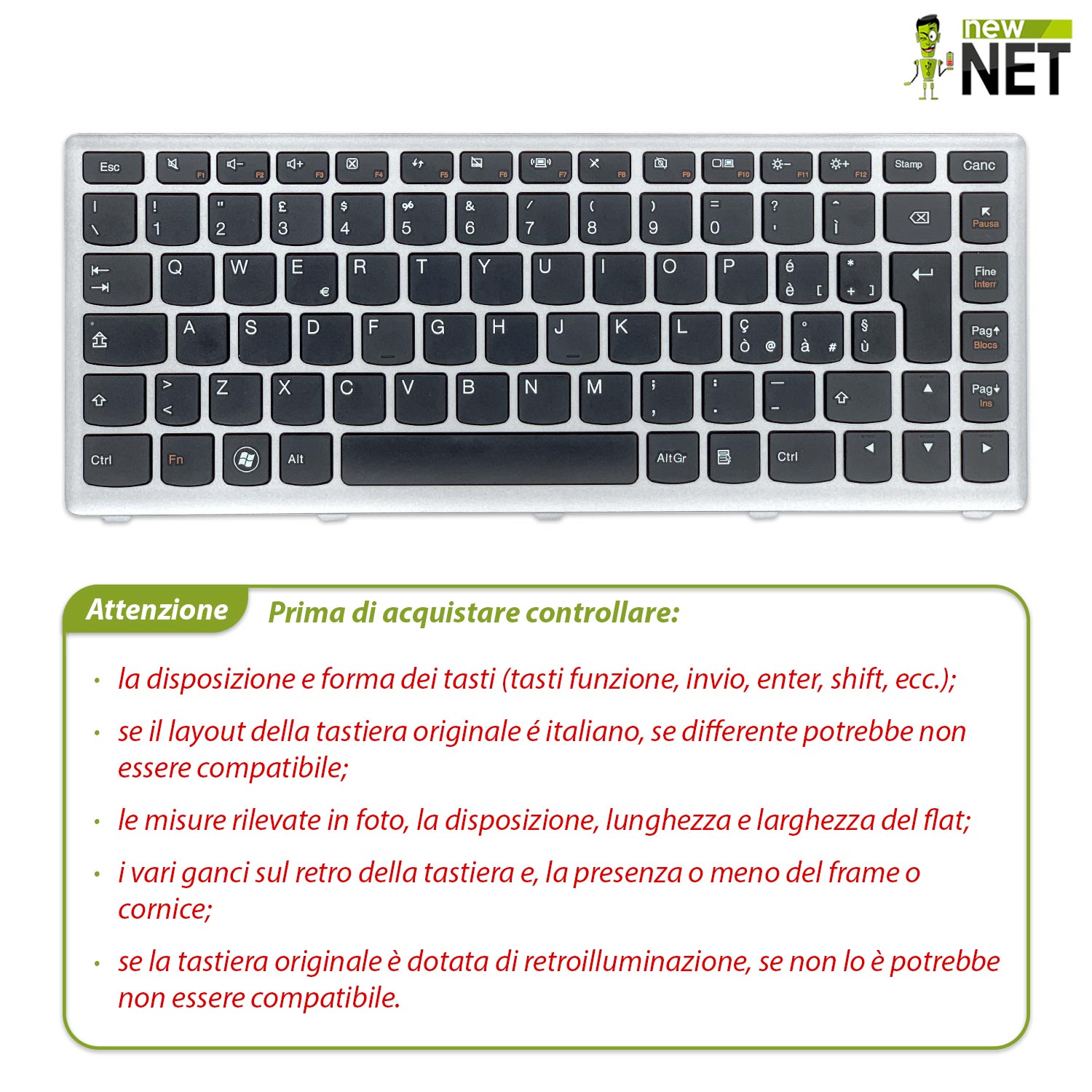Tastiera per Lenovo Ideapad U310 - immagine 3