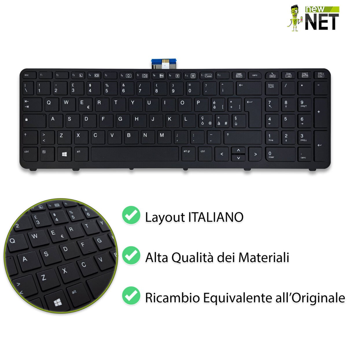 Tastiera 733688-061 per HP ZBook 15, 17, G1, G2 - nera, retroilluminata, senza trackpoint - immagine 4