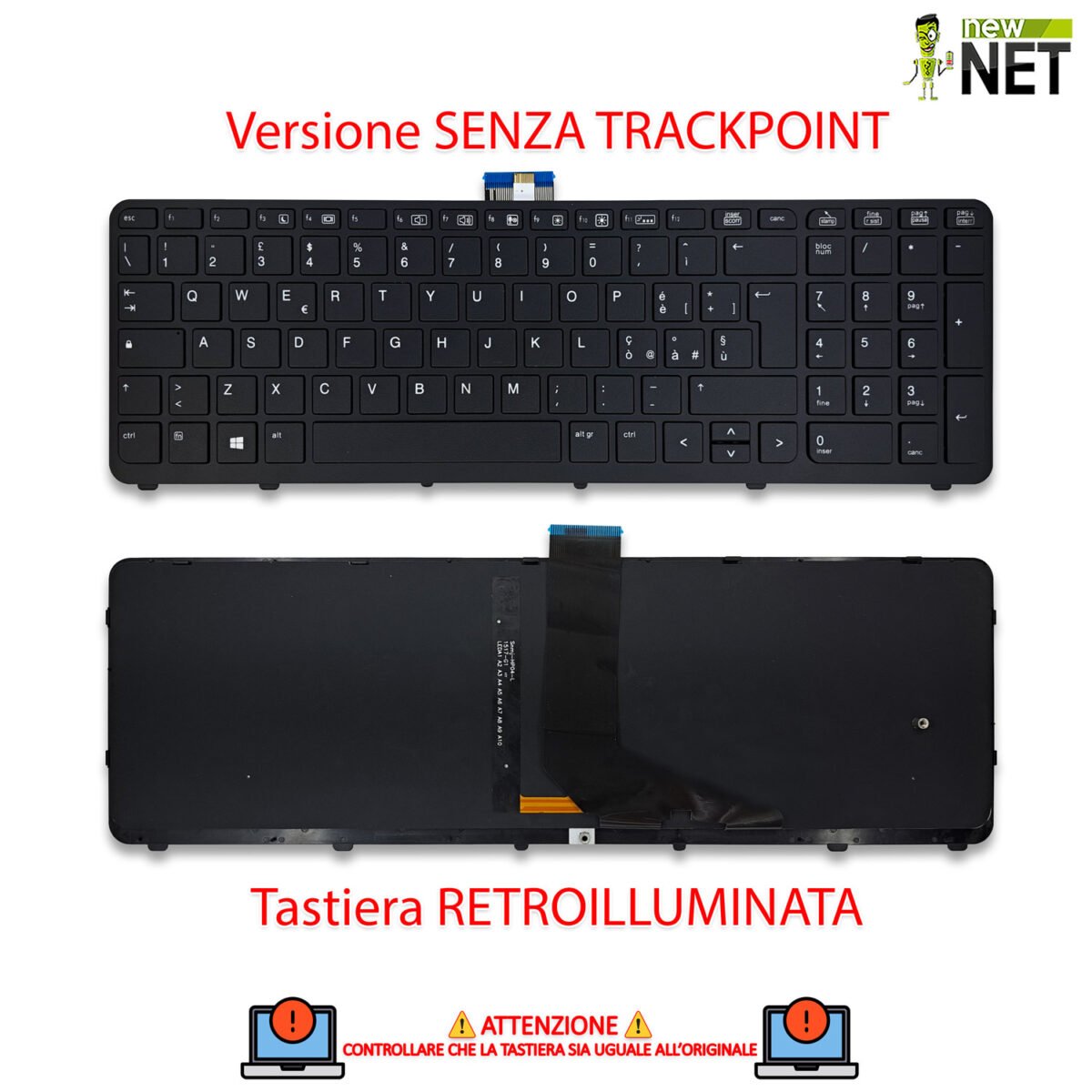 Tastiera 733688-061 per HP ZBook 15, 17, G1, G2 - nera, retroilluminata, senza trackpoint - immagine 5