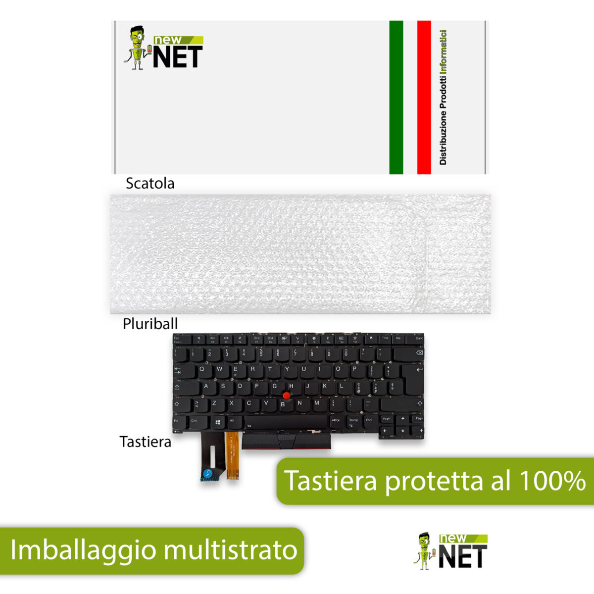 Tastiera retroilluminata con trackpoint senza frame per Lenovo ThinkPad T490s, T495s, P1, X1 - immagine 6