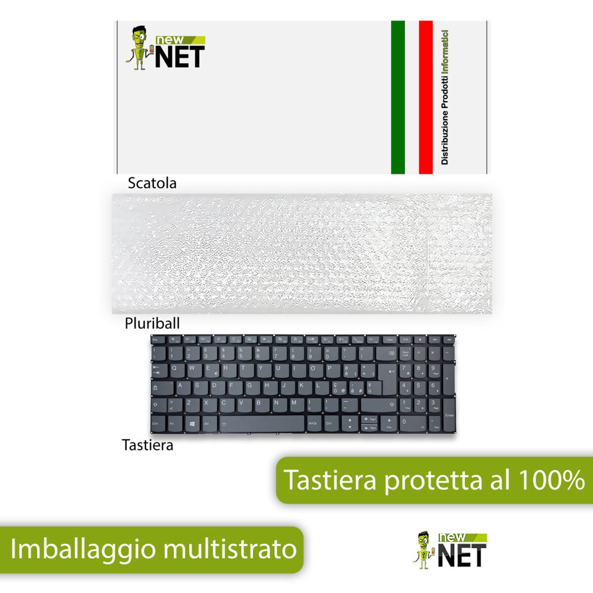 Tastiera per Lenovo ThinkBook 15-IIL, senza frame, tasti grigi, retroilluminata - immagine 5