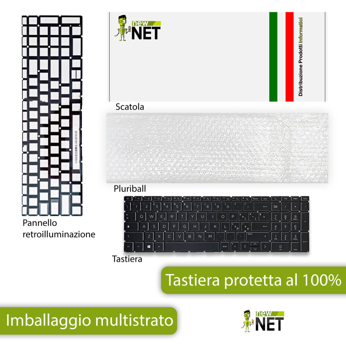 Tastiera retroilluminata per HP 250, 255, 256 G7, senza frame - immagine 6