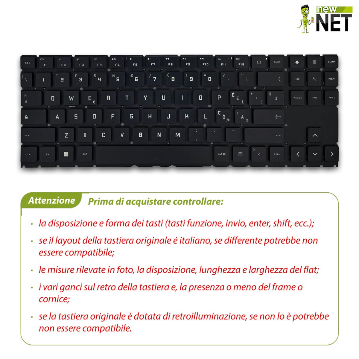 tastiera per HP OMEN 15-en, 15-ek senza frame, retroilluminata - immagine 3