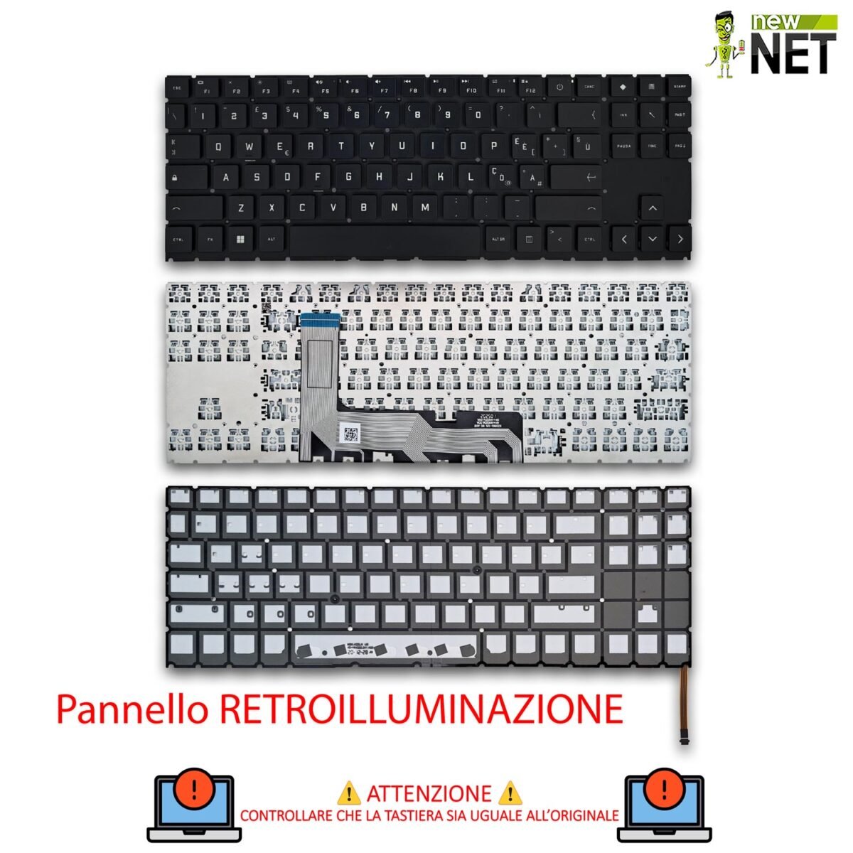 tastiera per HP OMEN 15-en, 15-ek senza frame, retroilluminata - immagine 5