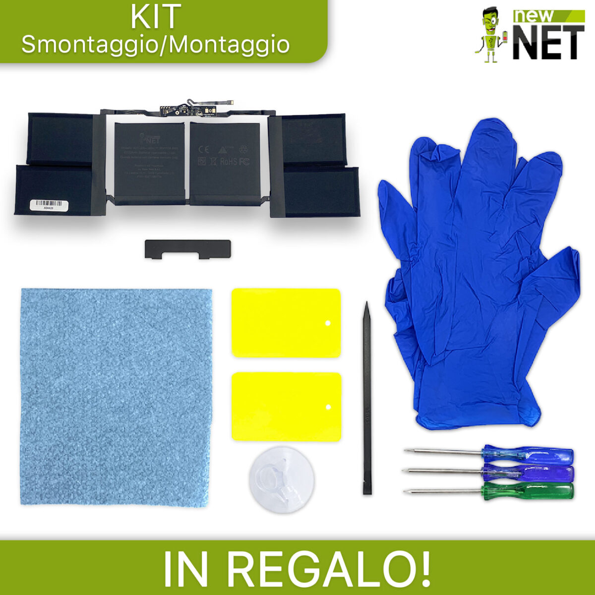 Batteria A2113 per Macbook Pro 16" A2141 (anno 2019) - 11.36 V / 8700 mAh (GU Cell) (Kit di montaggio incluso) - immagine 4