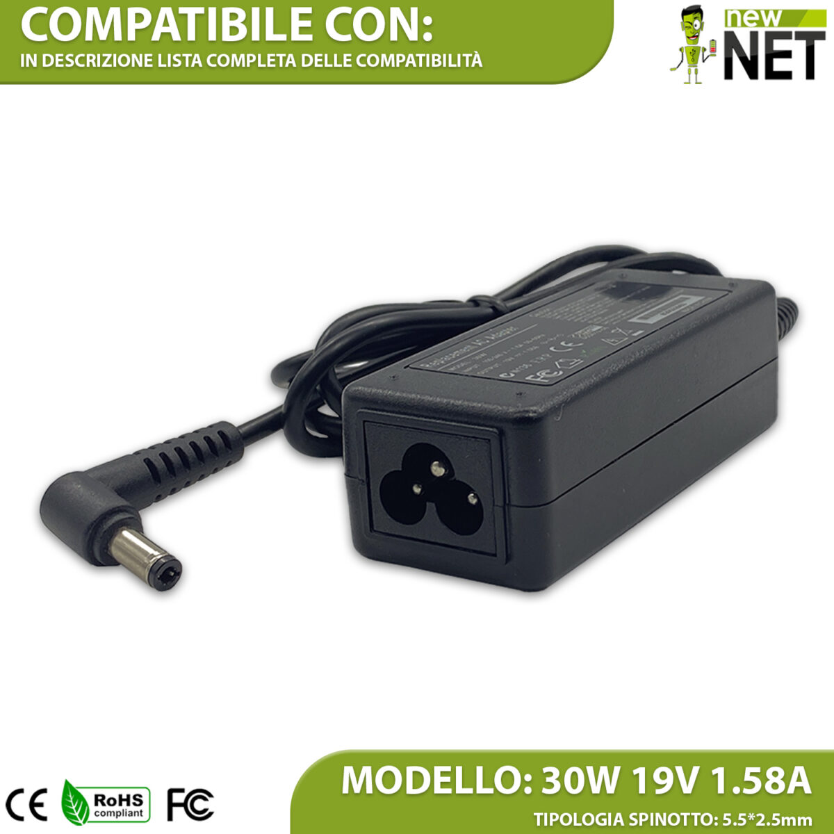 Alimentatore 30 W per notebook Toshiba Mini - 19 V / 1,58 A - immagine 4