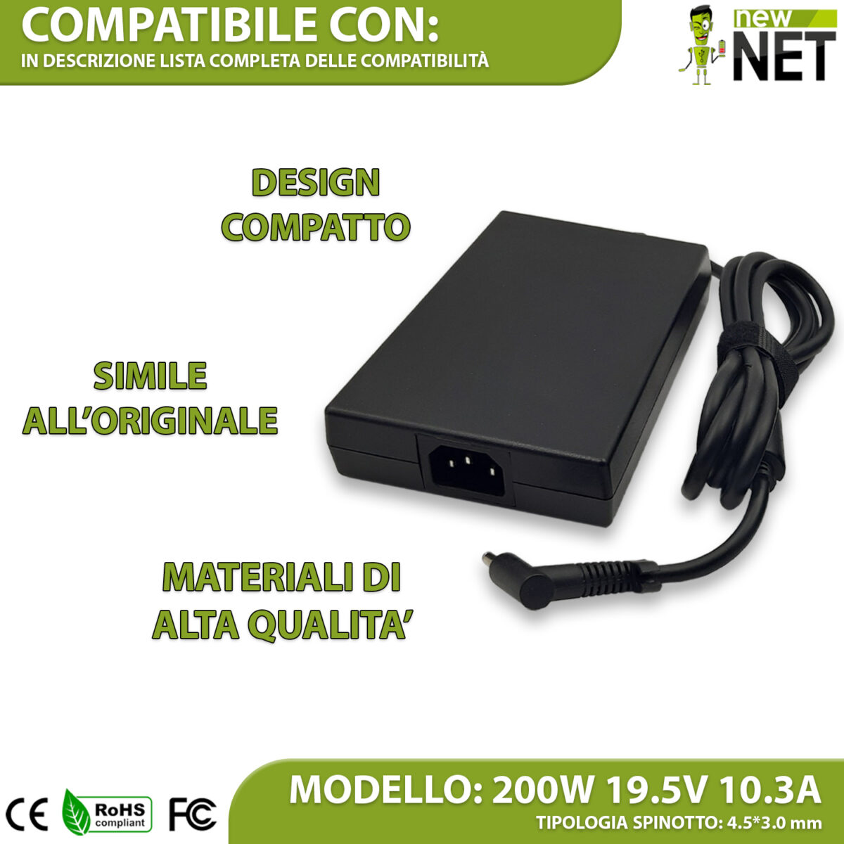 Alimentatore 200 W per notebook HP Omen - 19,5 V / 10,3 A - immagine 4