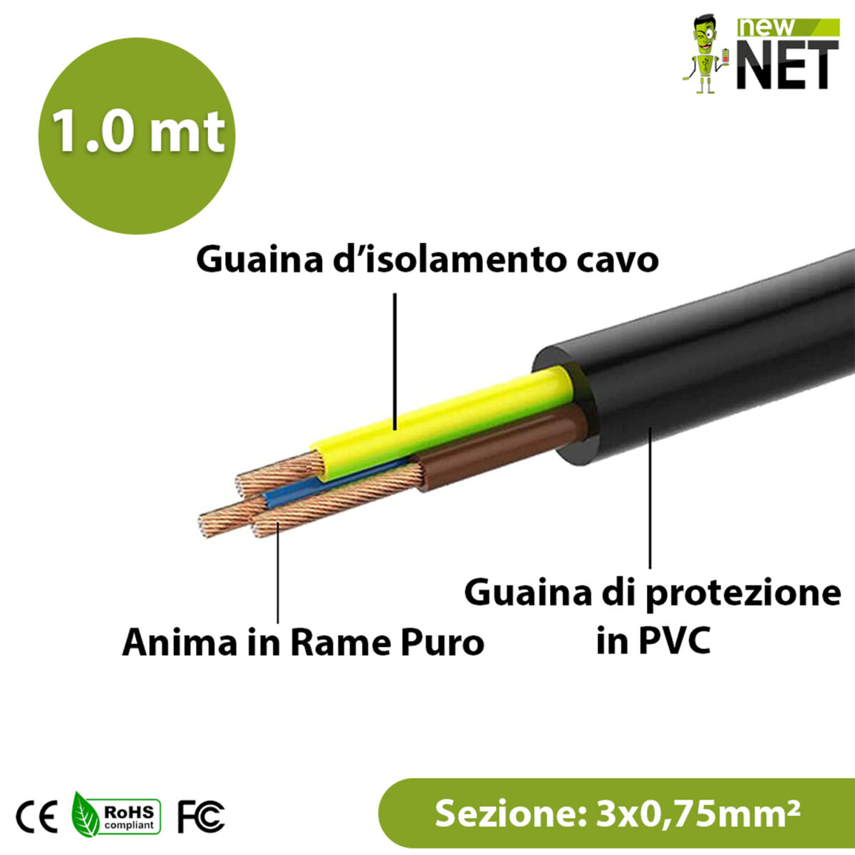 Cavo Alimentazione VDE con Spina Shuko a 90 gradi - C13 F - 100 cm - immagine 4