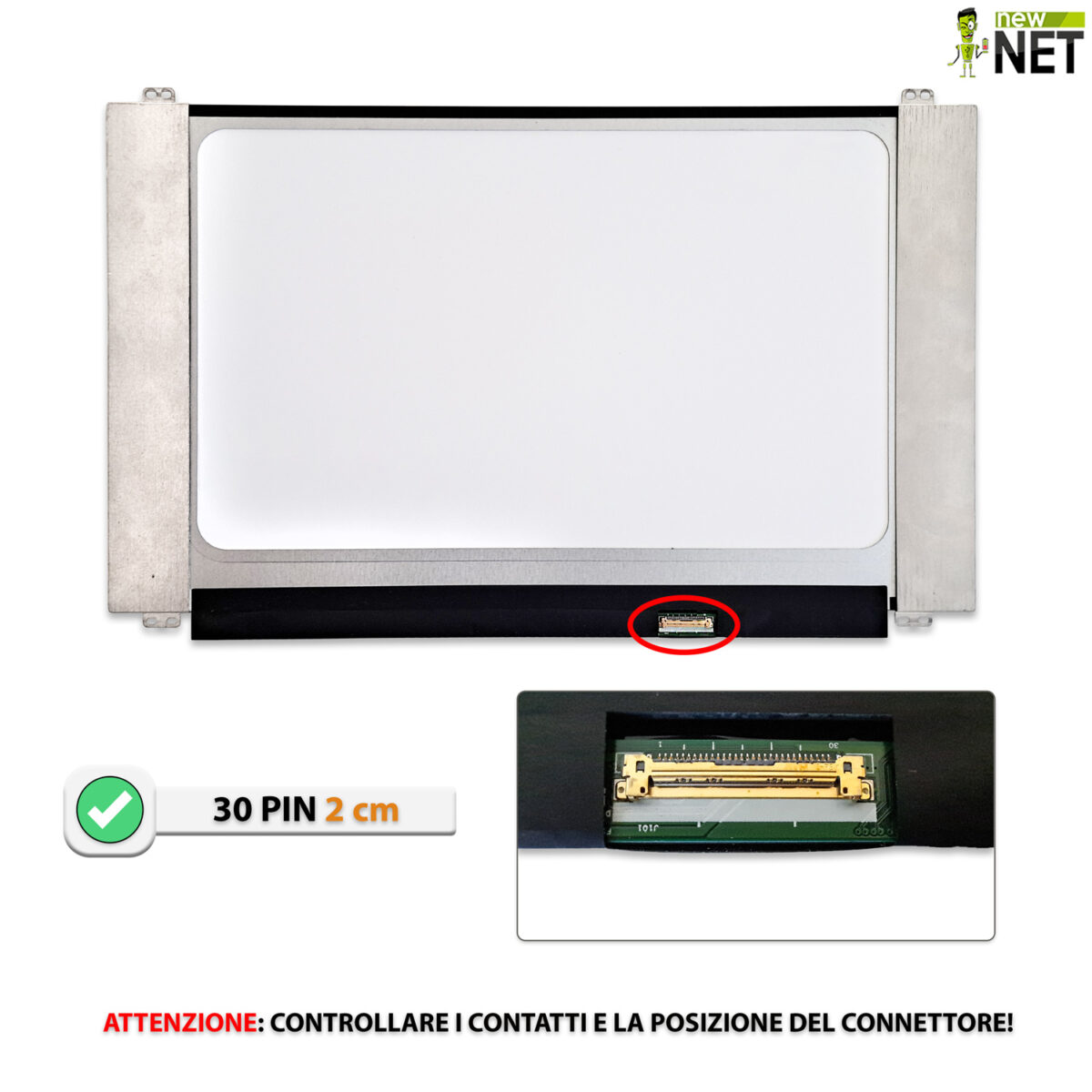Display NT156WHM-N44 con ganci Schermo LCD TN [30 Pin / 1366 x 768 / 15,6 Pollici] - immagine 5