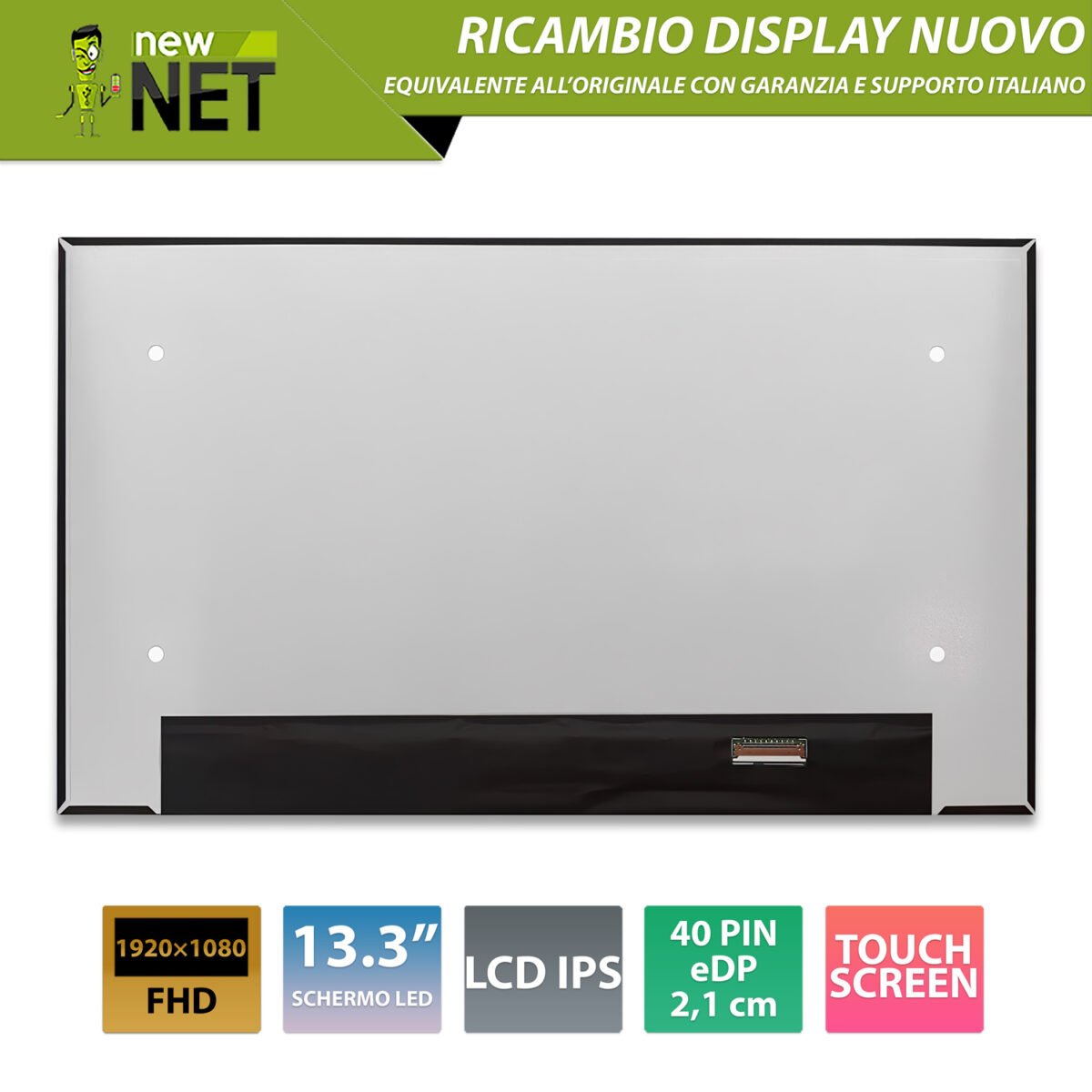 Display LP133WF6-SPK2 per Dell Latitude 5300, 13.3 pollici, 1920x1080 FHD IPS, touchscreen 40 Pin eDP 21mm