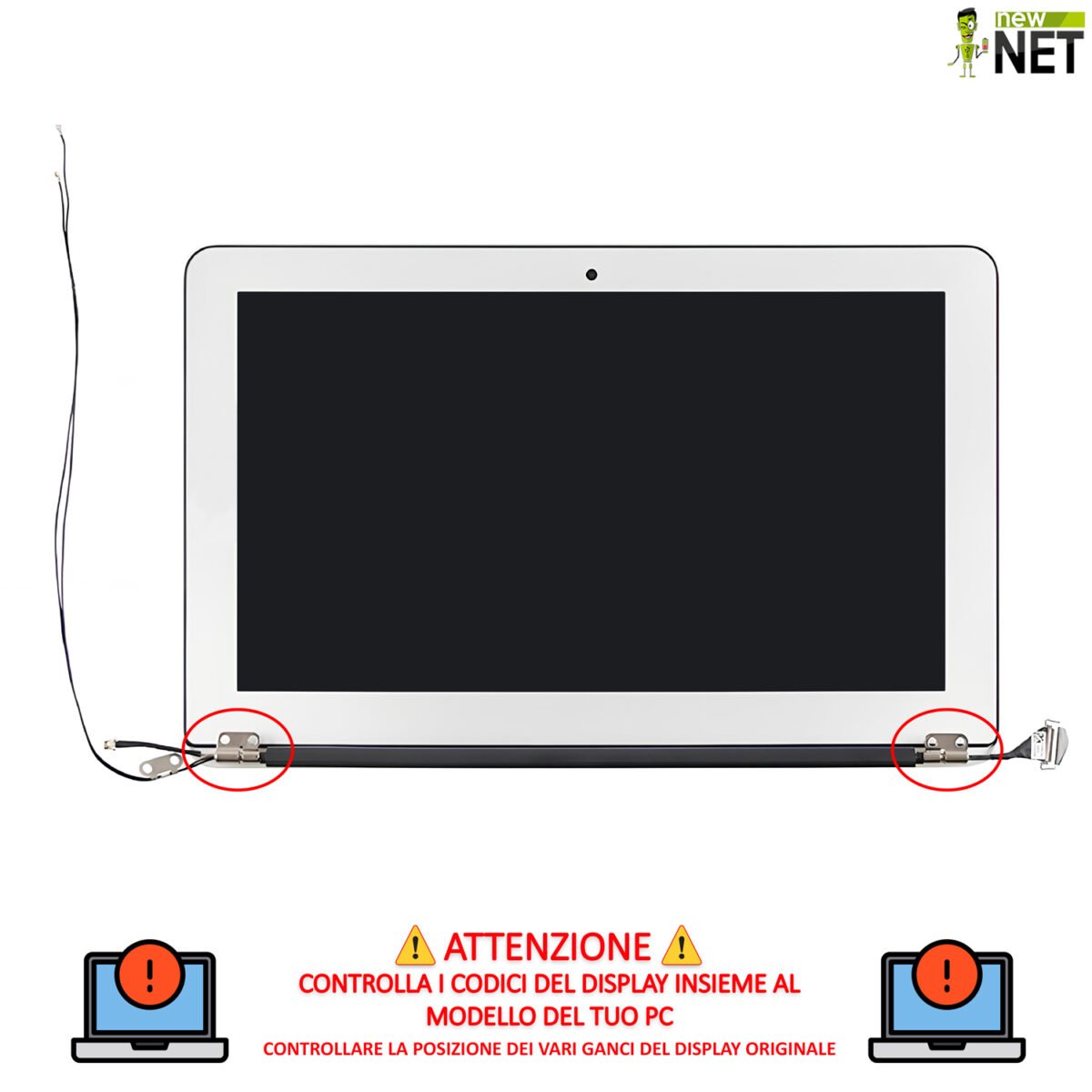 Display compatibile per Apple MacBook Air 11" model A1370 anno 2010 2011 Silver (Argento) - immagine 4