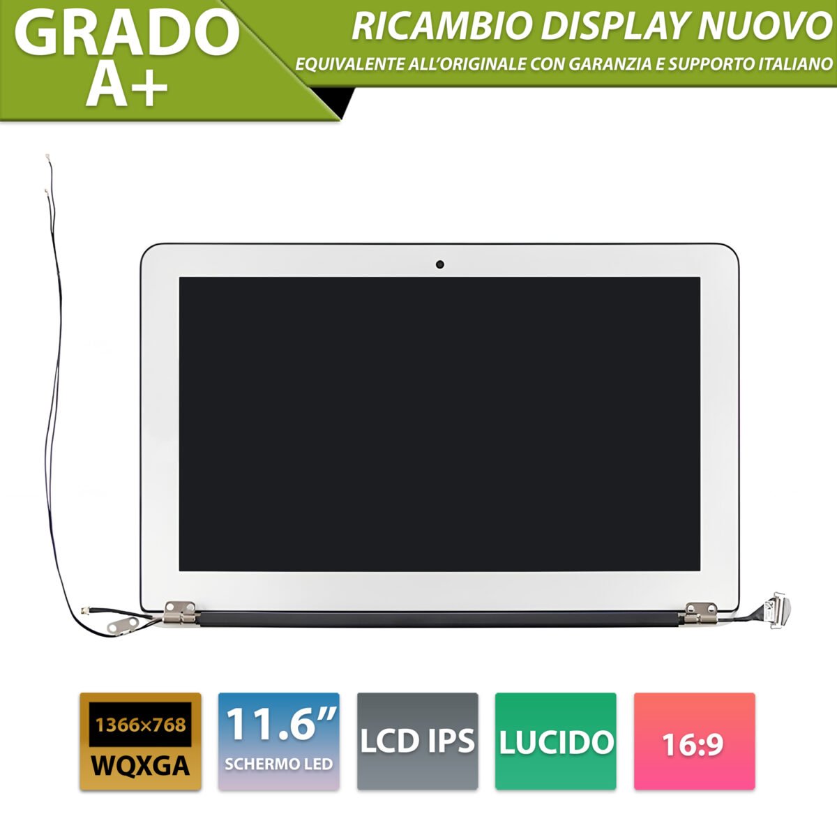 Display compatibile per Apple MacBook Air 11" model A1370 anno 2010 2011 Silver (Argento)