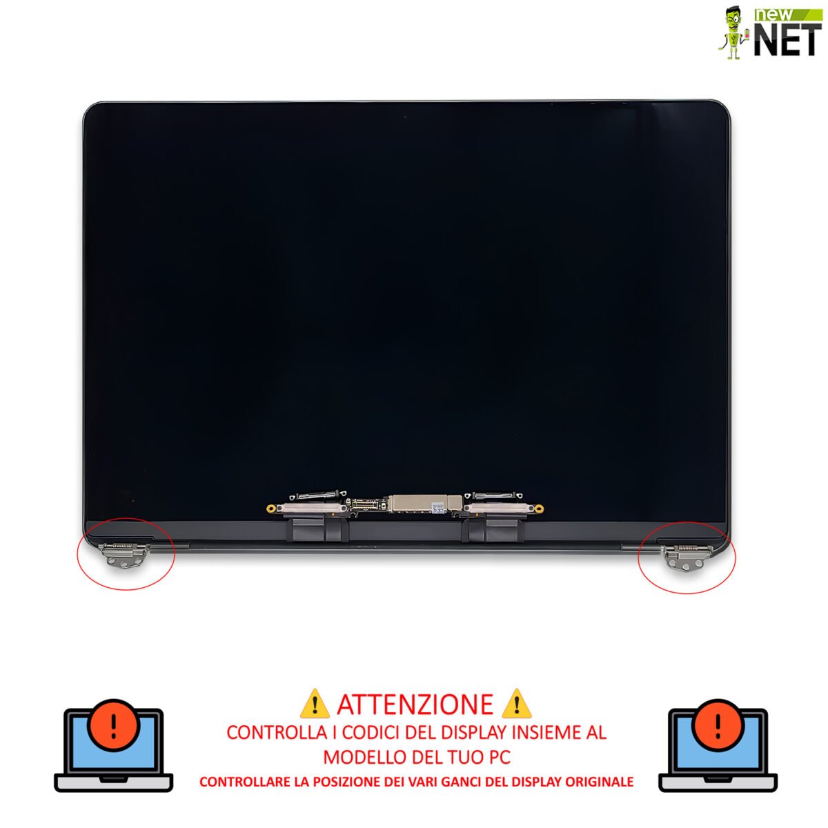 Display compatibile per Apple MacBook Pro 13" model A1708 anno 2016-2017, Space Gray (Grigio siderale) - immagine 3