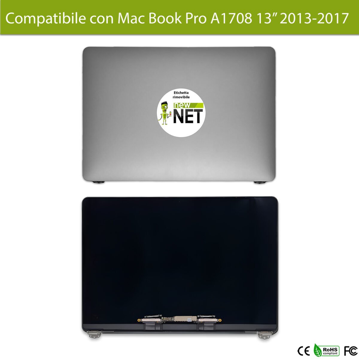 Display compatibile per Apple MacBook Pro 13" model A1708 anno 2016-2017, Space Gray (Grigio siderale) - immagine 4