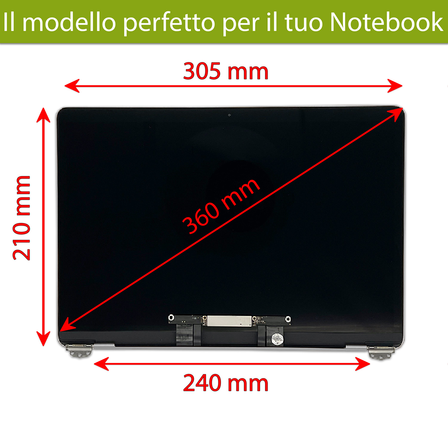 Display compatibile con Apple MacBook Air (13, 2019) 13.3 pollici, model A1932 - Colore Space Gray / Grigio siderale - immagine 3