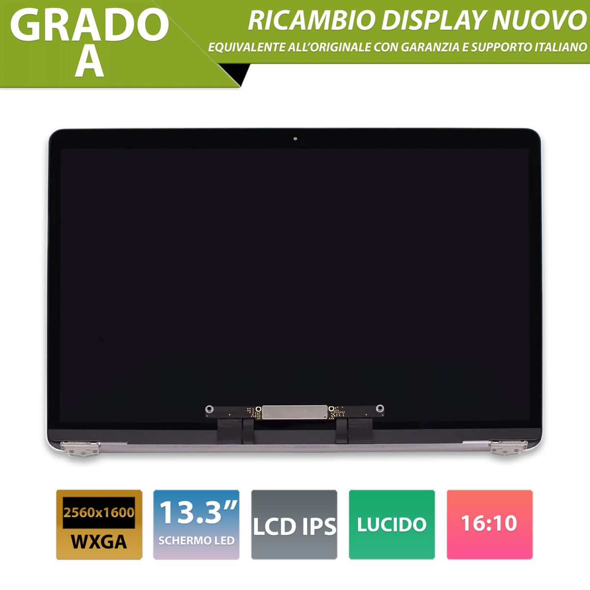 Display compatibile con Apple MacBook Air (M1, 2020) 13.3 pollici, model A2337 - Colore Space Gray / Grigio siderale