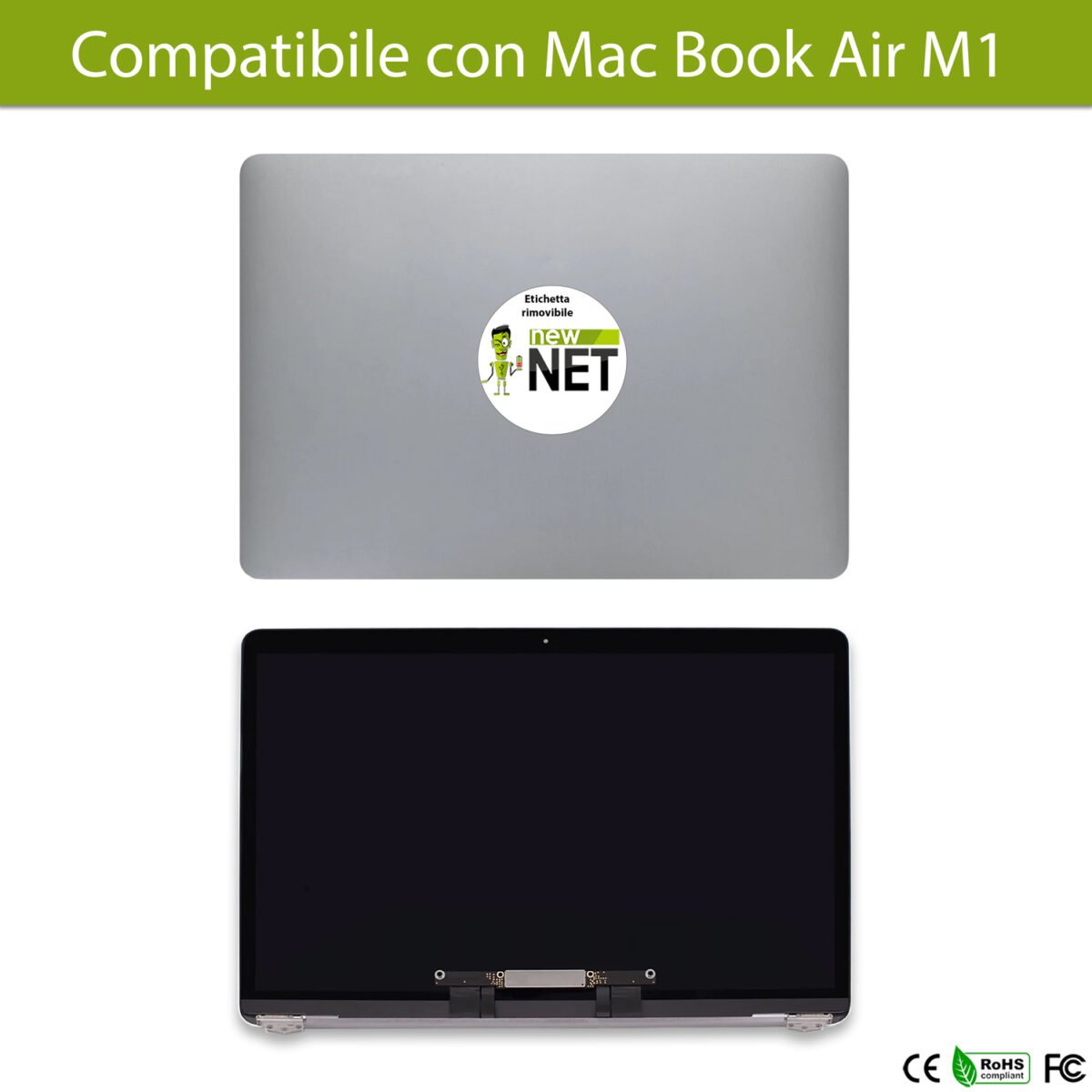 Display compatibile con Apple MacBook Air (M1, 2020) 13.3 pollici, model A2337 - Colore Space Gray / Grigio siderale - immagine 4