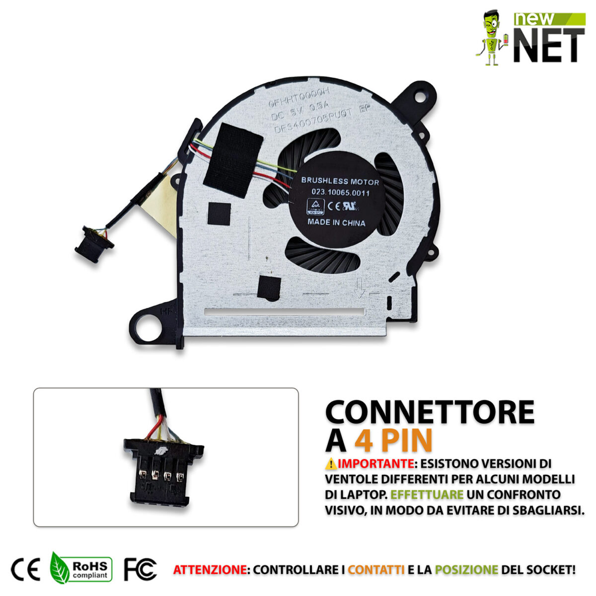 Ventola CPU fan 855966-001 per notebook HP x360, OMEN, 4 Pin - immagine 5