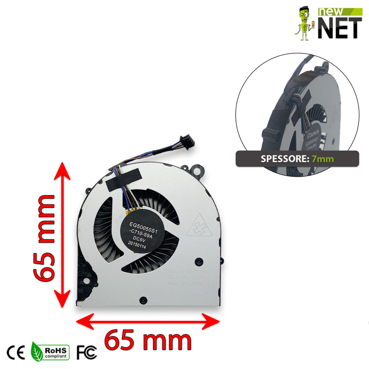 Ventola 821163-001 per HP EliteBook 745 G3, 745 G4, 840 G3, 840 G4 - immagine 2